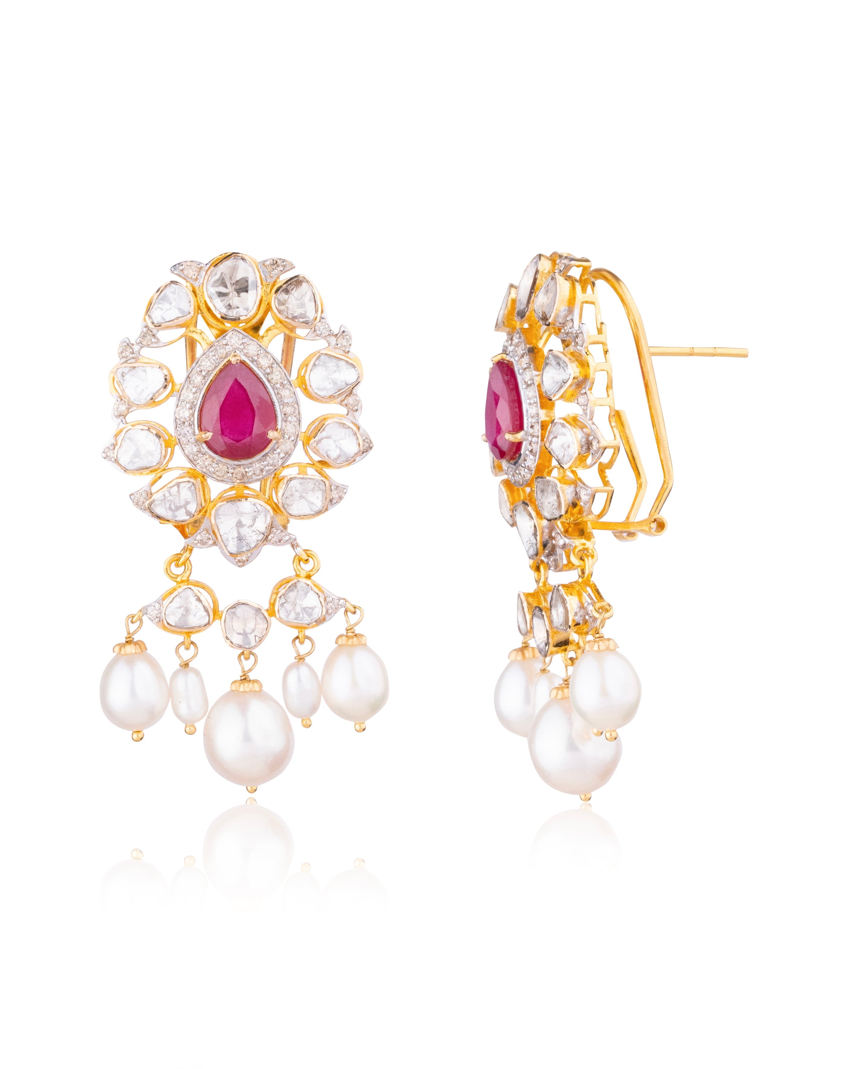 Harshita Polki And Diamond Long Earrings