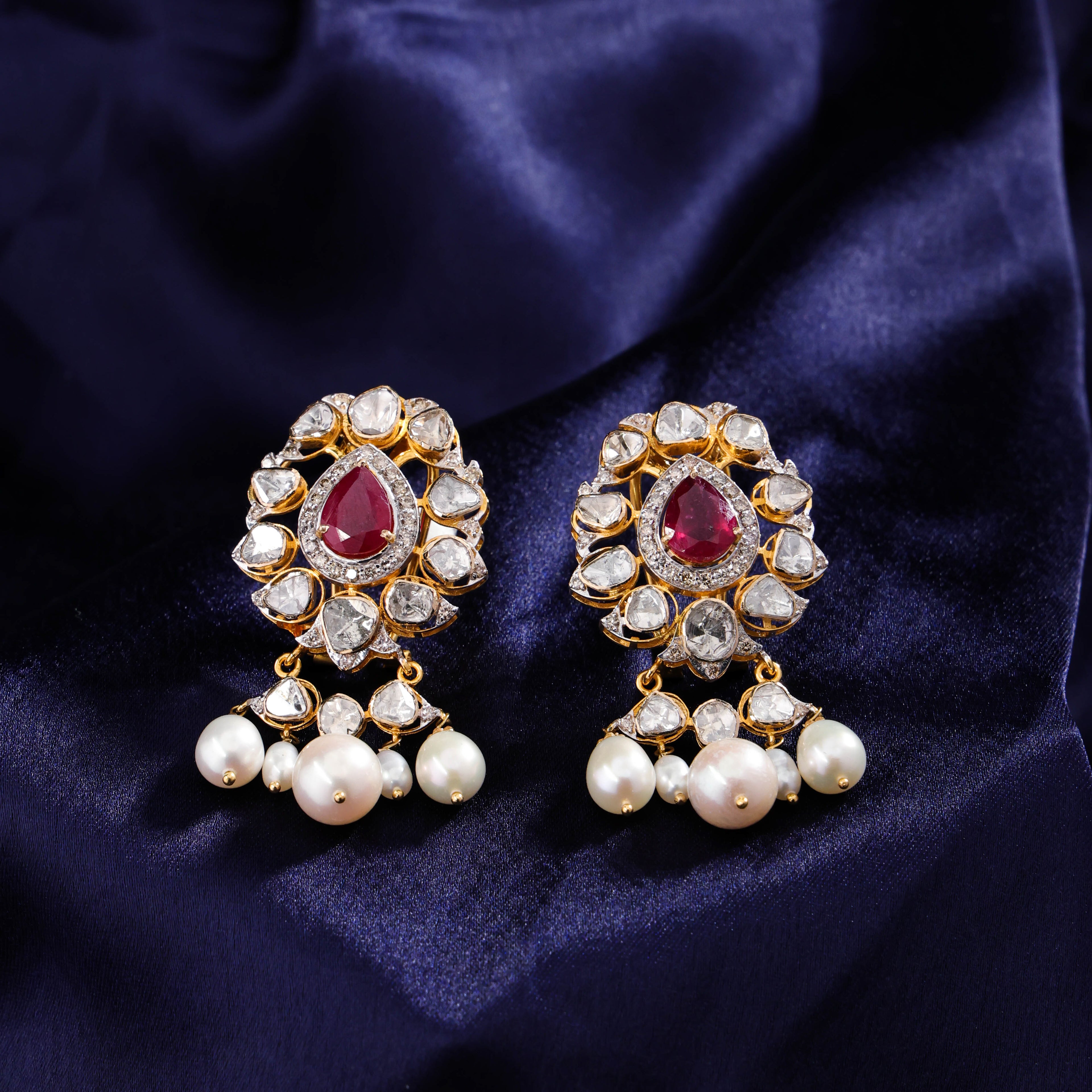 Harshita Polki And Diamond Long Earrings