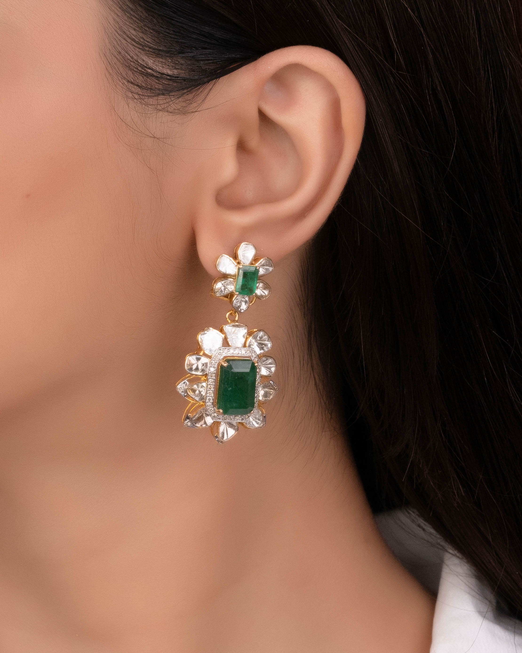 Formee Polki And Diamond Long Earrings