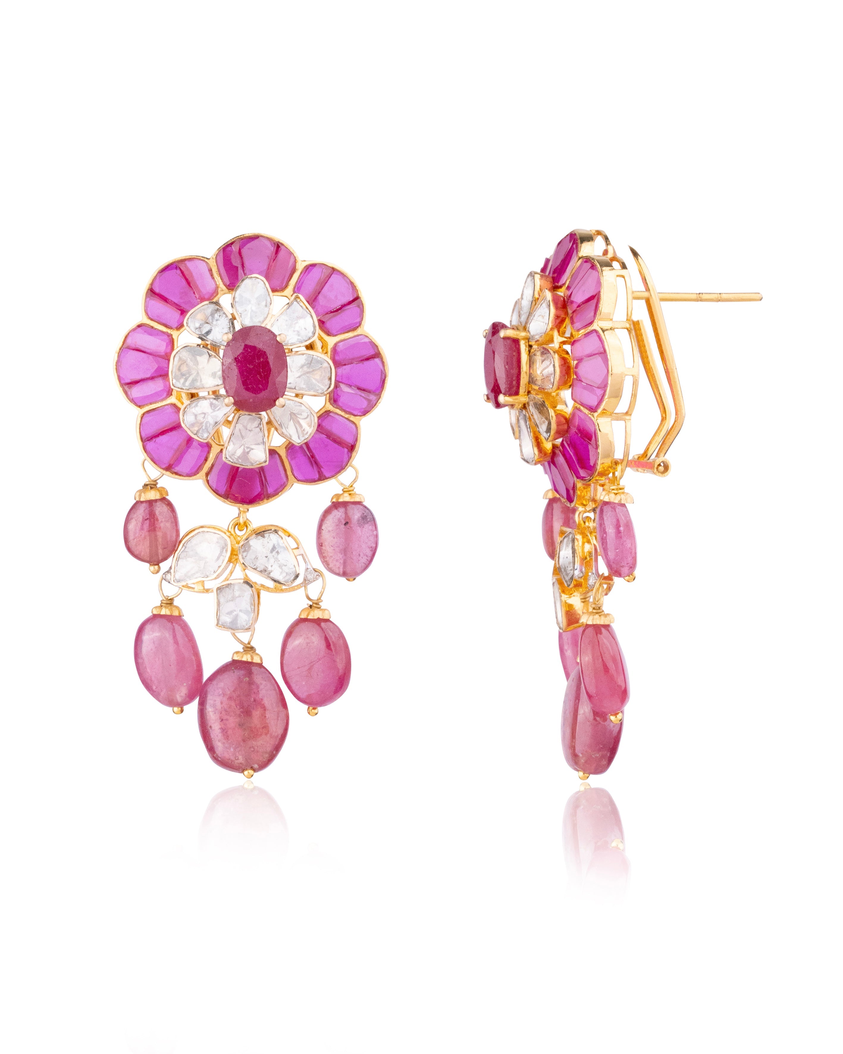 Sadia Polki And Diamond Long Earrings