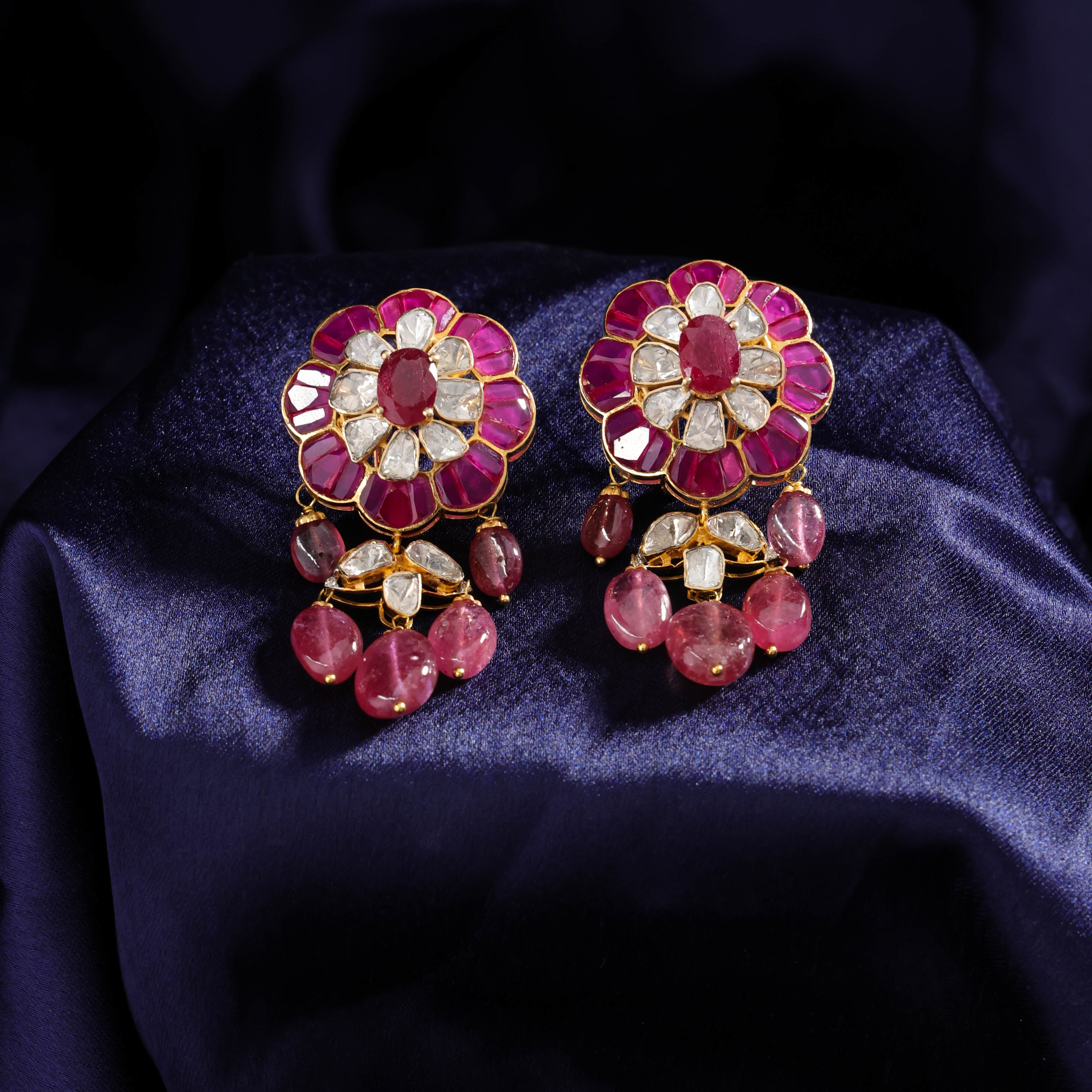 Sadia Polki And Diamond Long Earrings