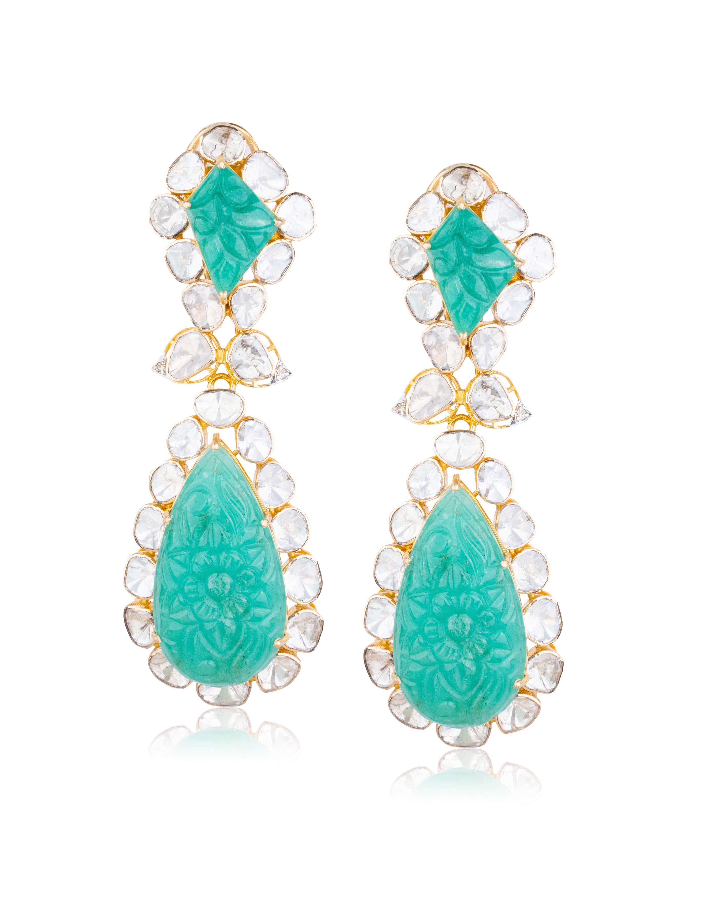 Dhriti Polki And Diamond Long Earrings