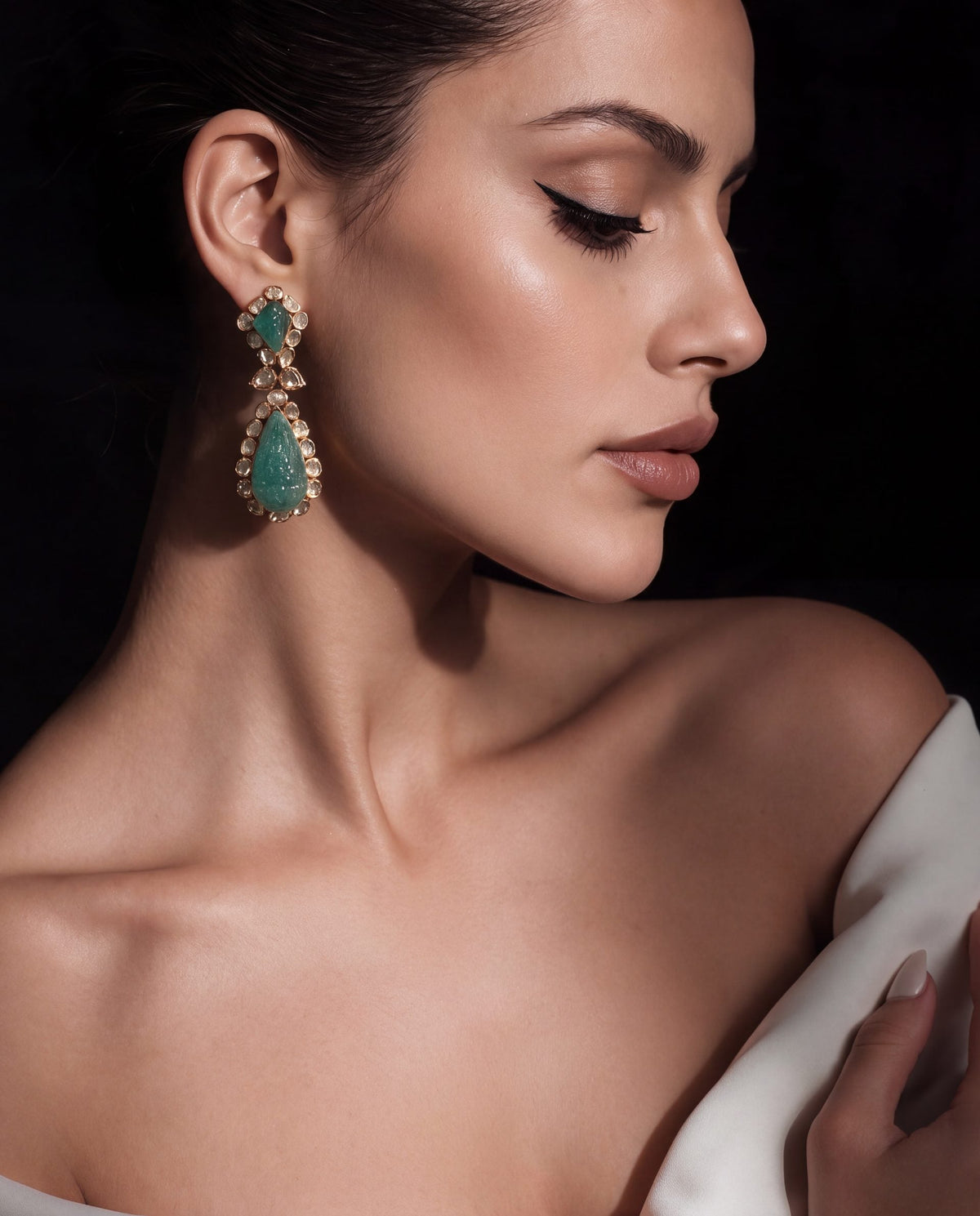 Dhriti Polki And Diamond Long Earrings