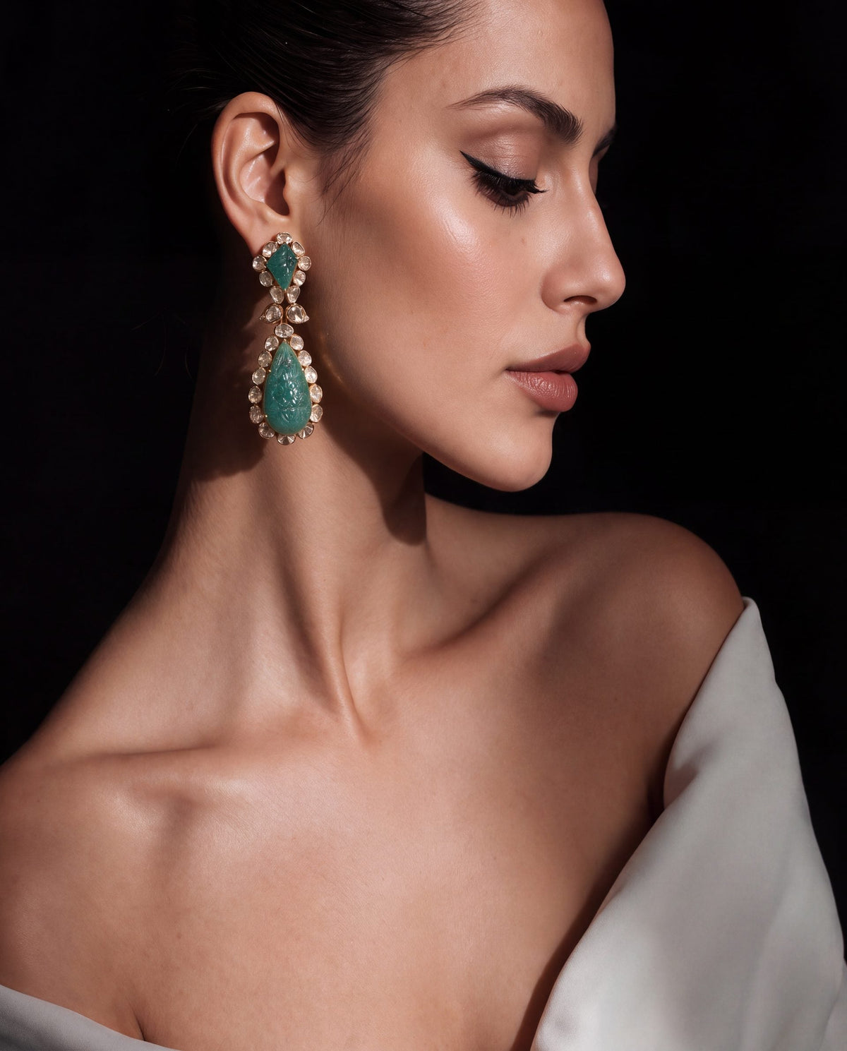 Dhriti Polki And Diamond Long Earrings