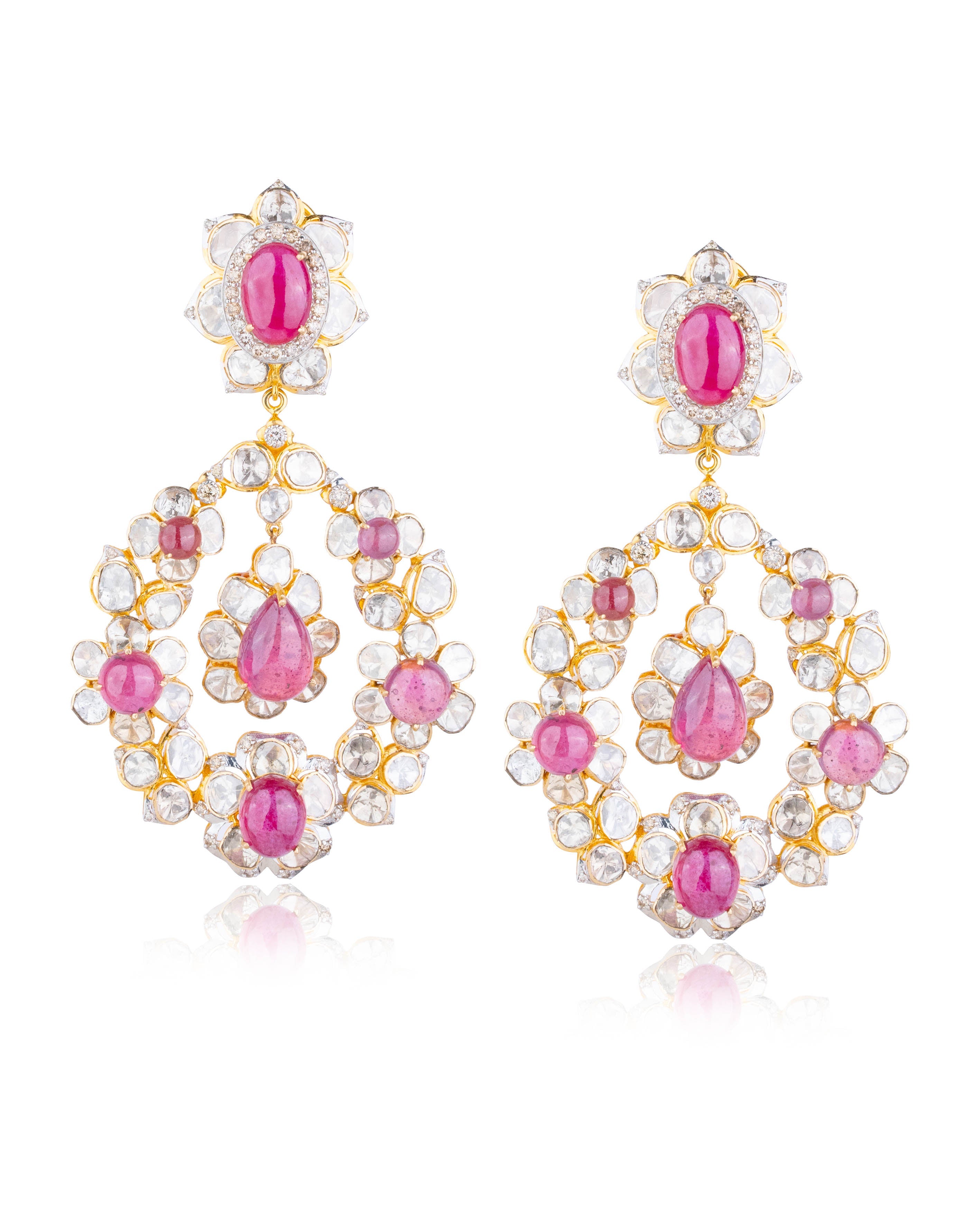 Hamshina Polki And Diamond Long Earrings