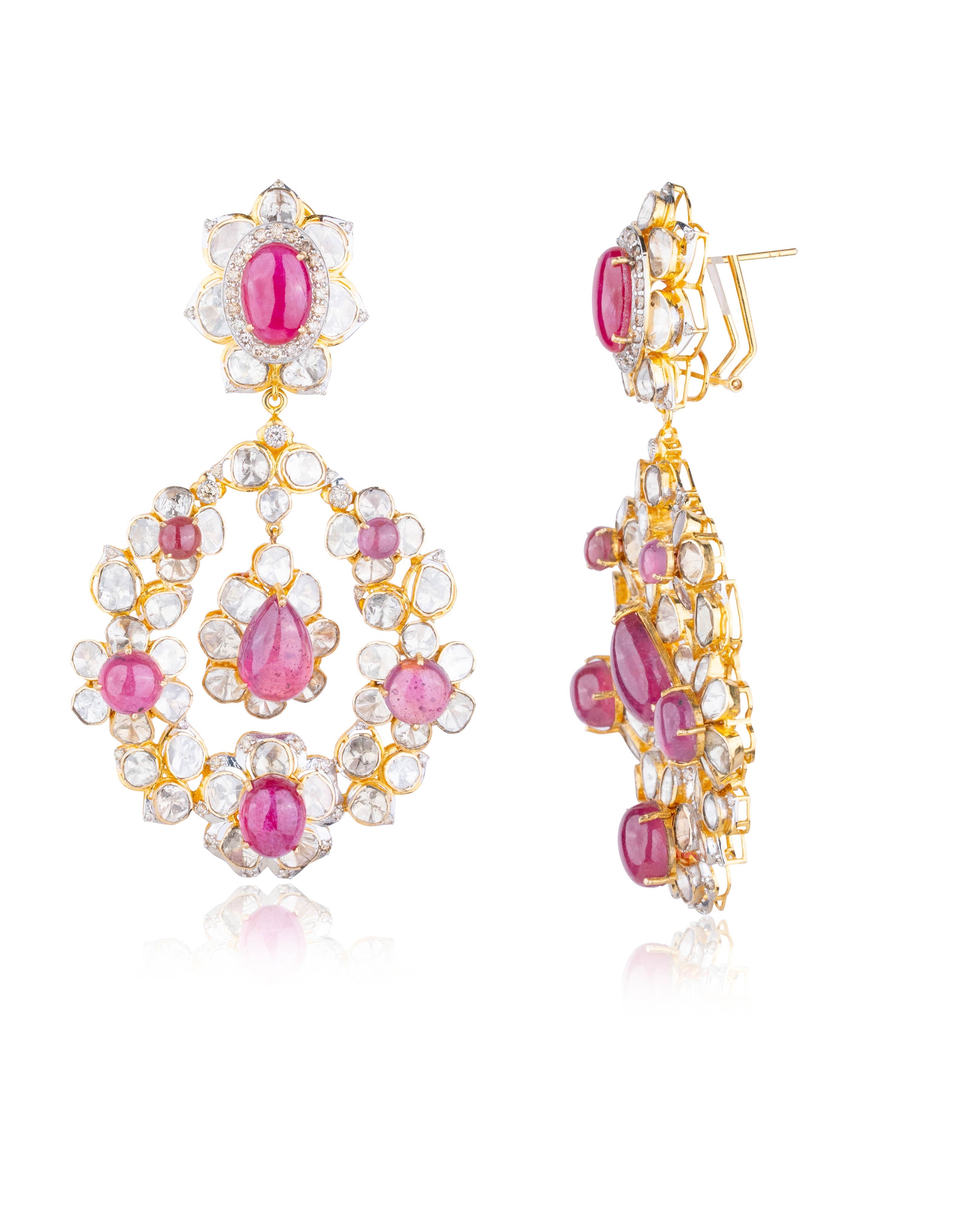 Hamshina Polki And Diamond Long Earrings