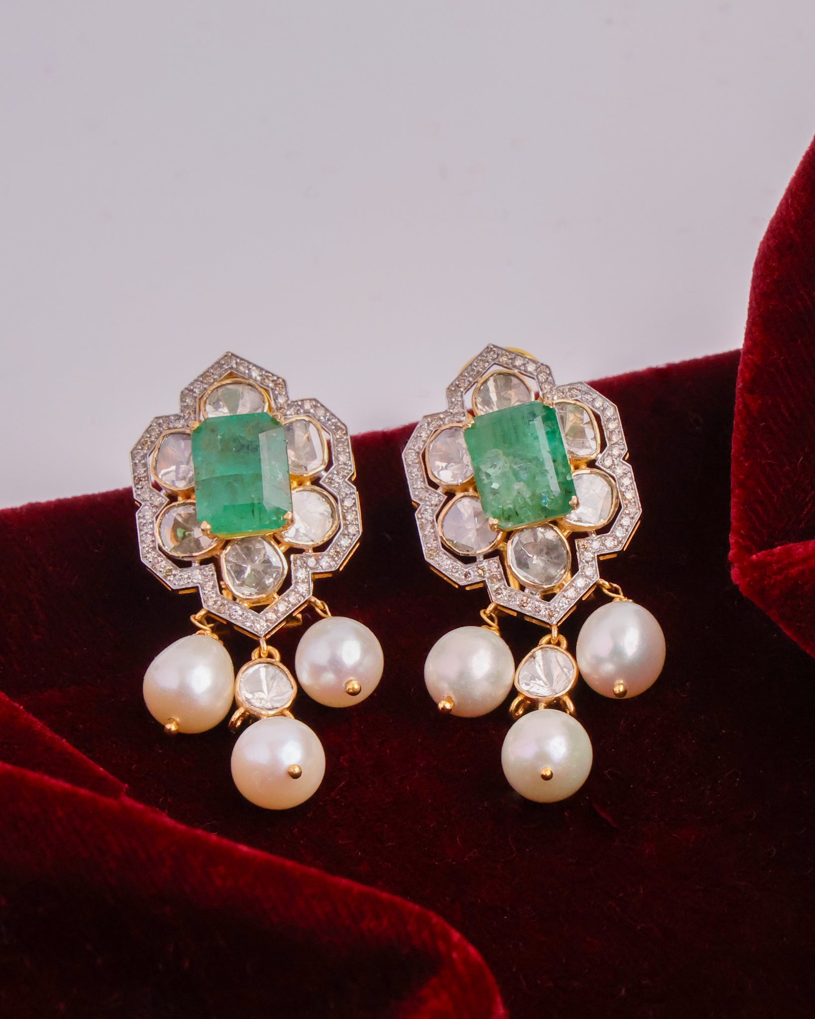 Melissa Polki And Diamond Long Earrings