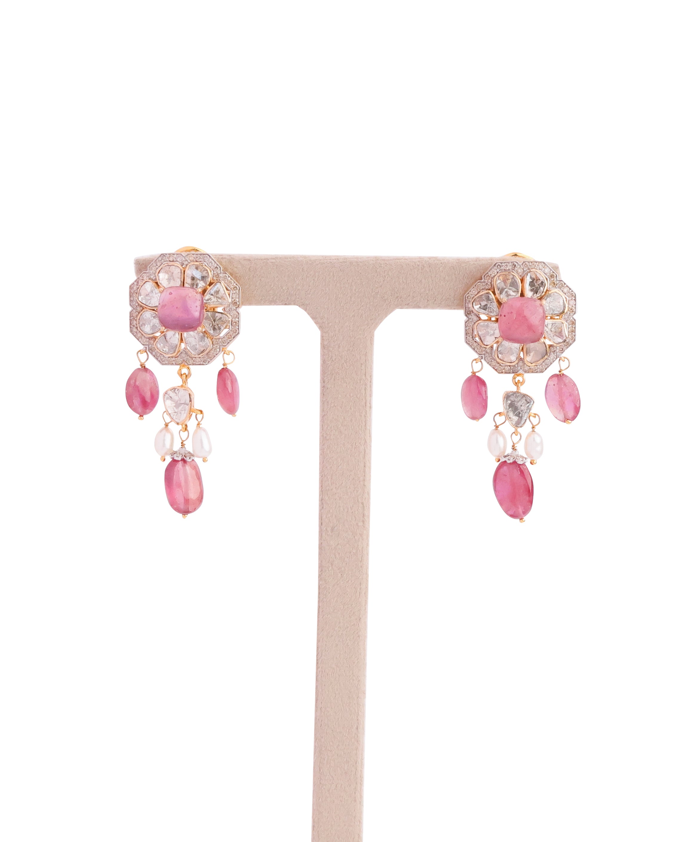 Aaesha Polki And Diamond Long Earrings