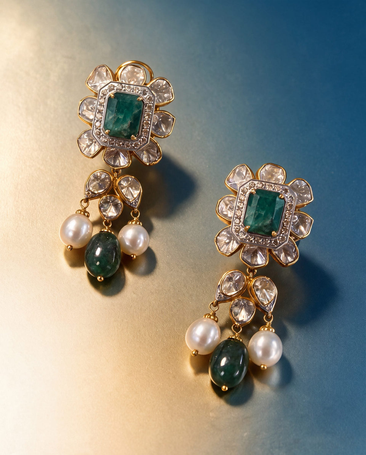Rajnandini Polki And Diamond Long Earrings