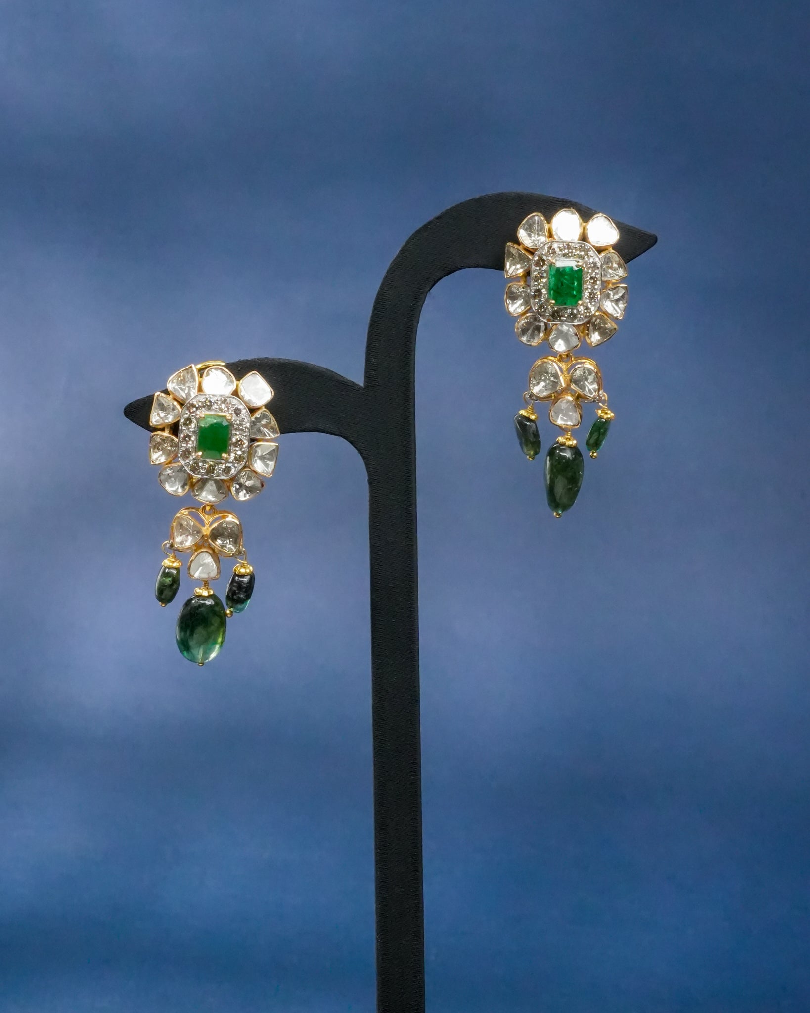 Eliza Polki And Diamond Long Earrings