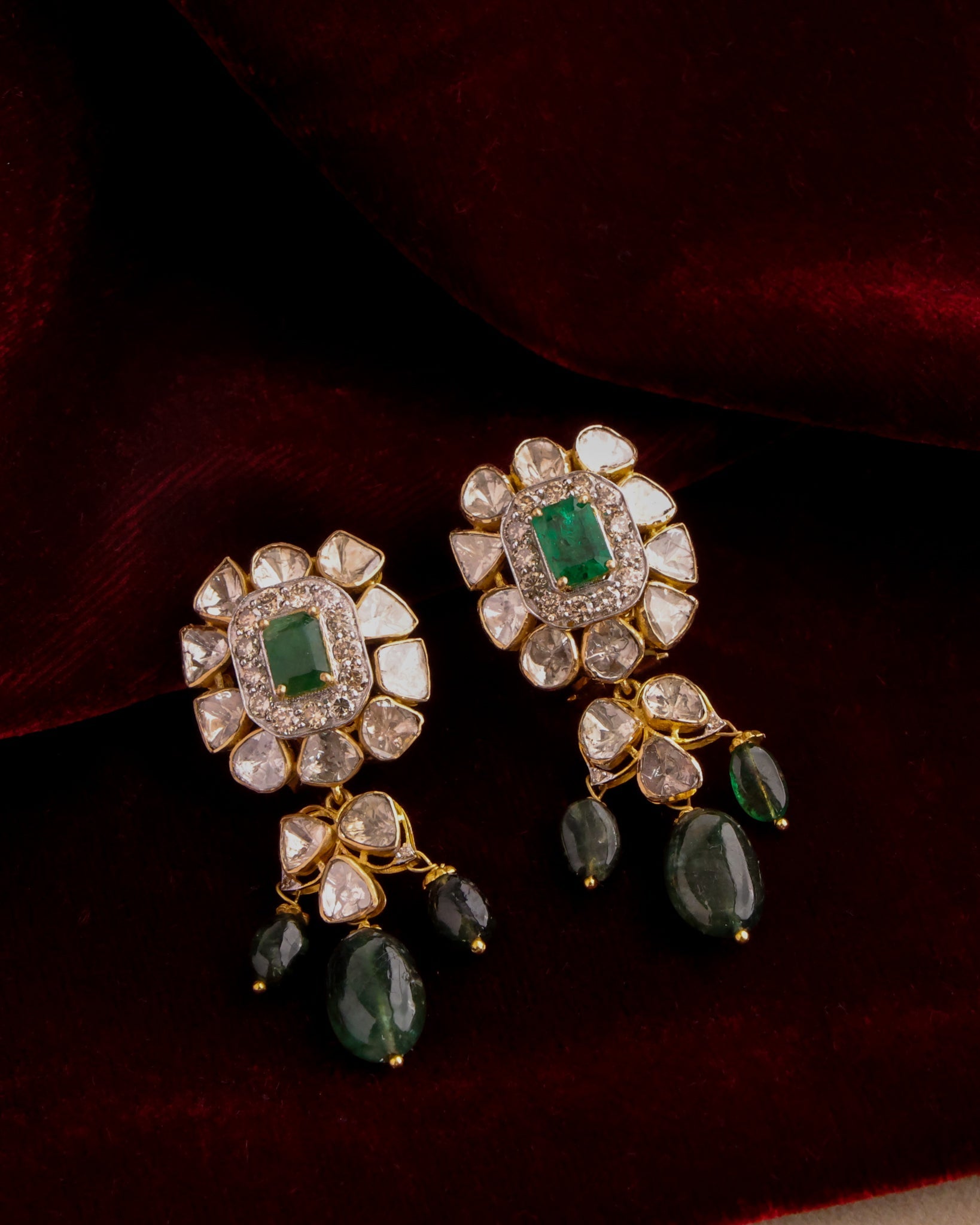 Babita Polki And Diamond Long Earrings