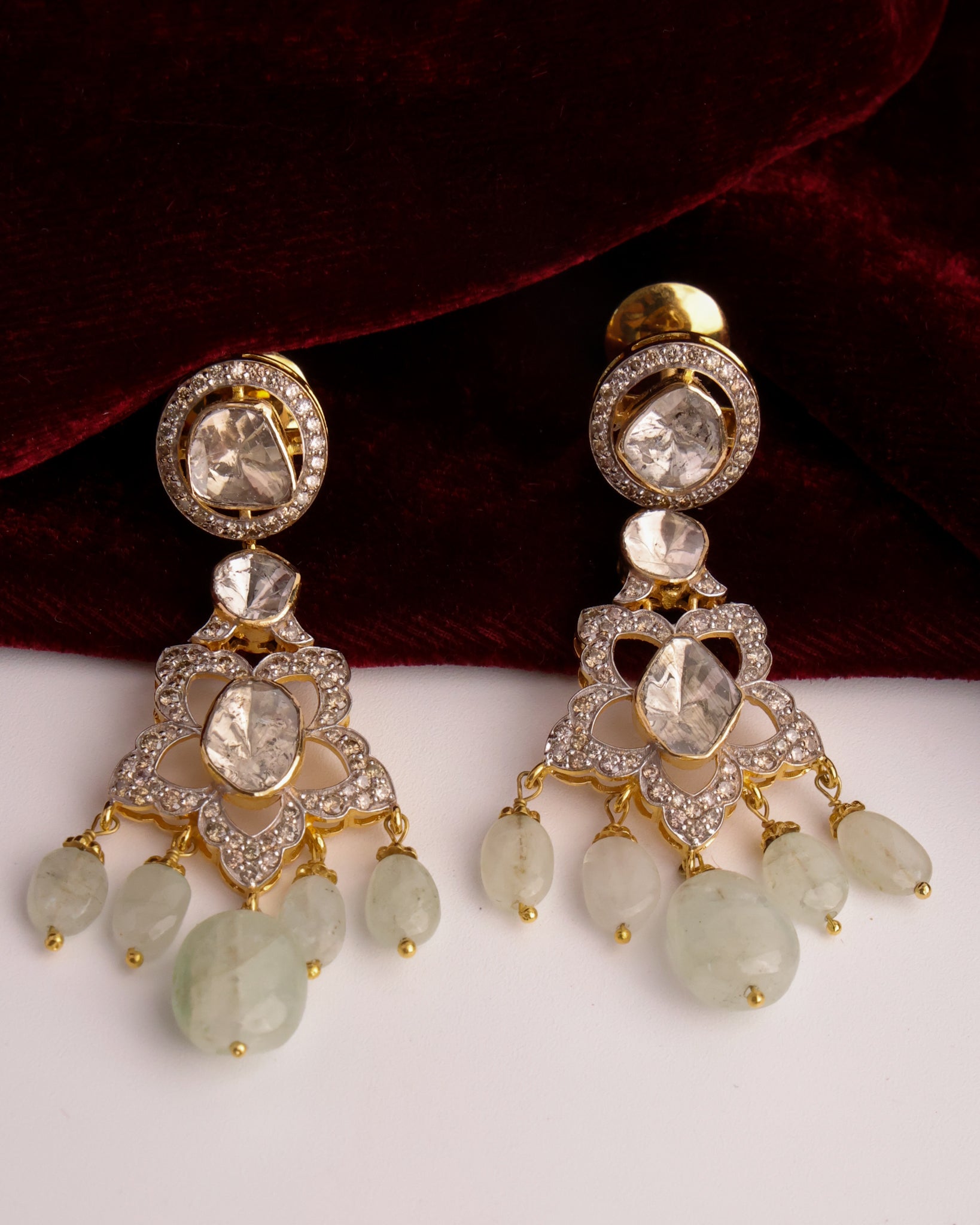 Aataksha Polki And Diamond Long Earrings