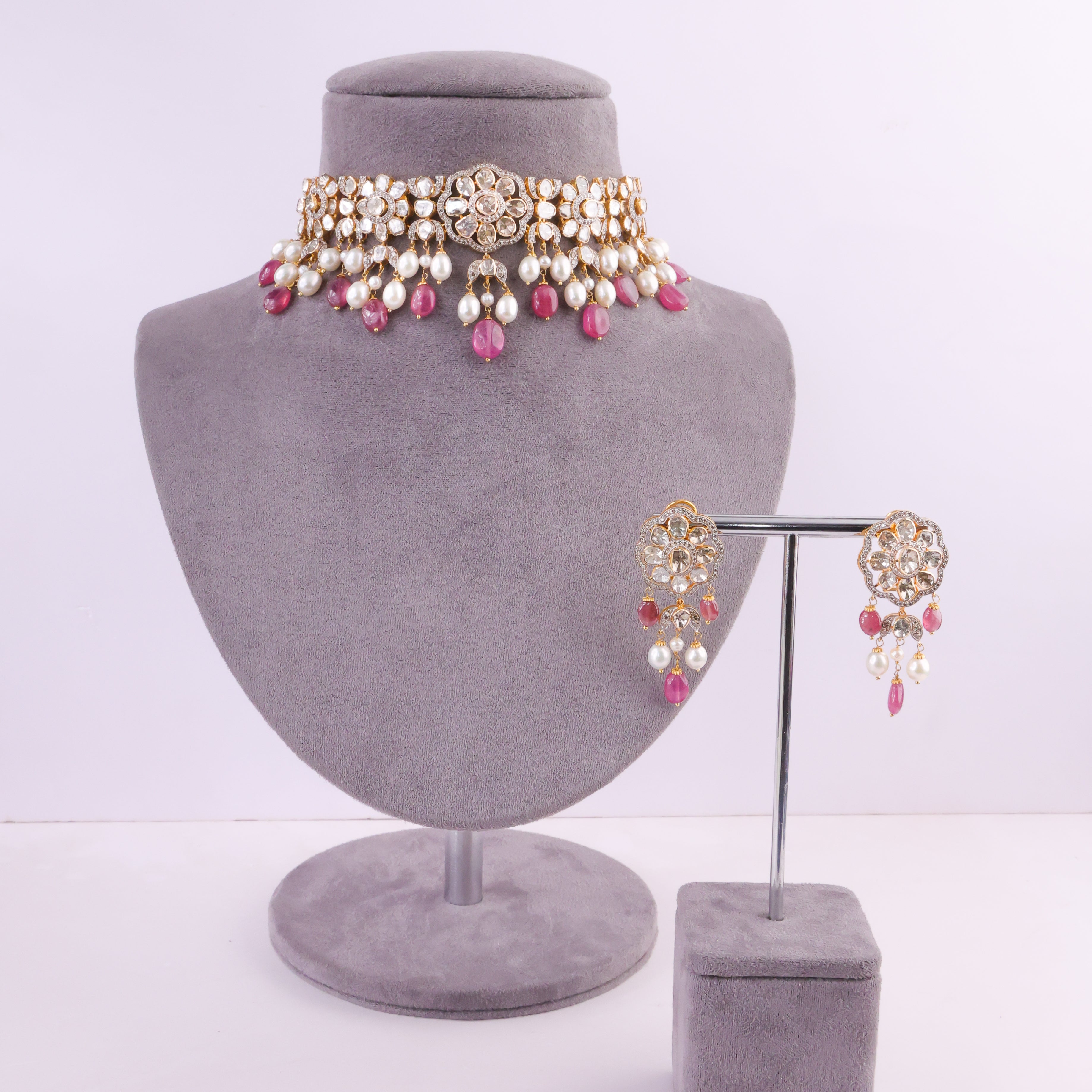 Kalki Necklace And Sweta Tops Polki And Diamond Set