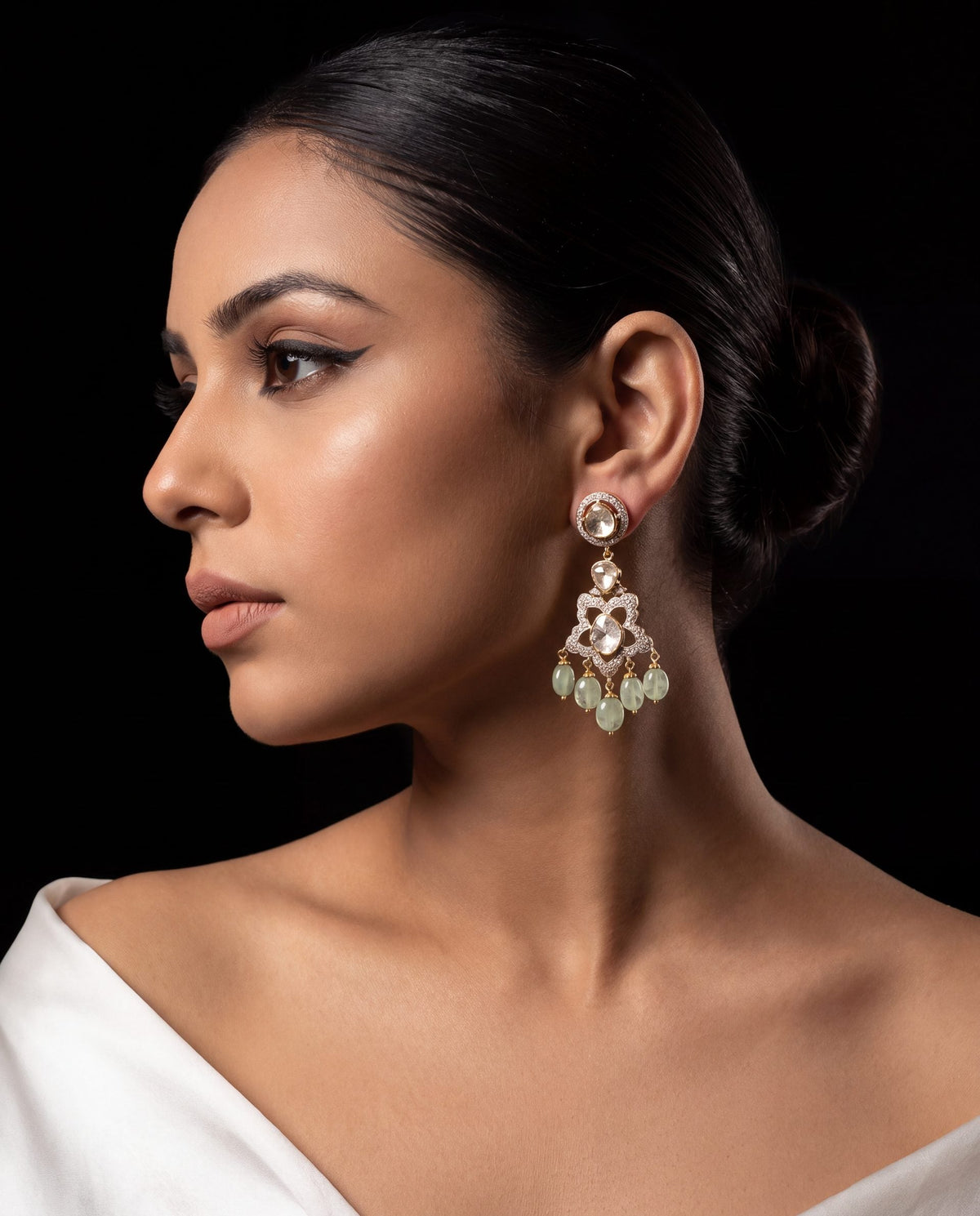 Yashoda Polki And Diamond Long Earrings