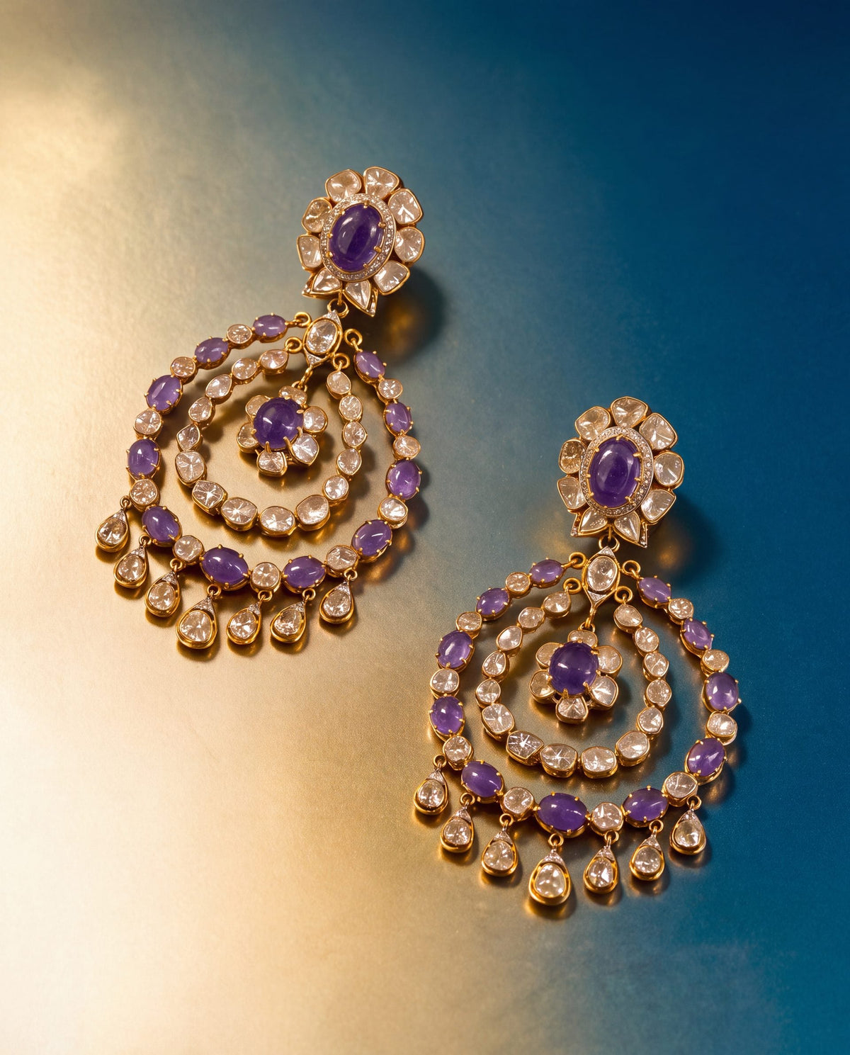 Rochelle Polki And Diamond Long Earrings