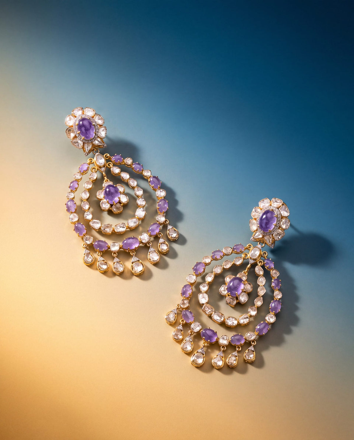 Rochelle Polki And Diamond Long Earrings