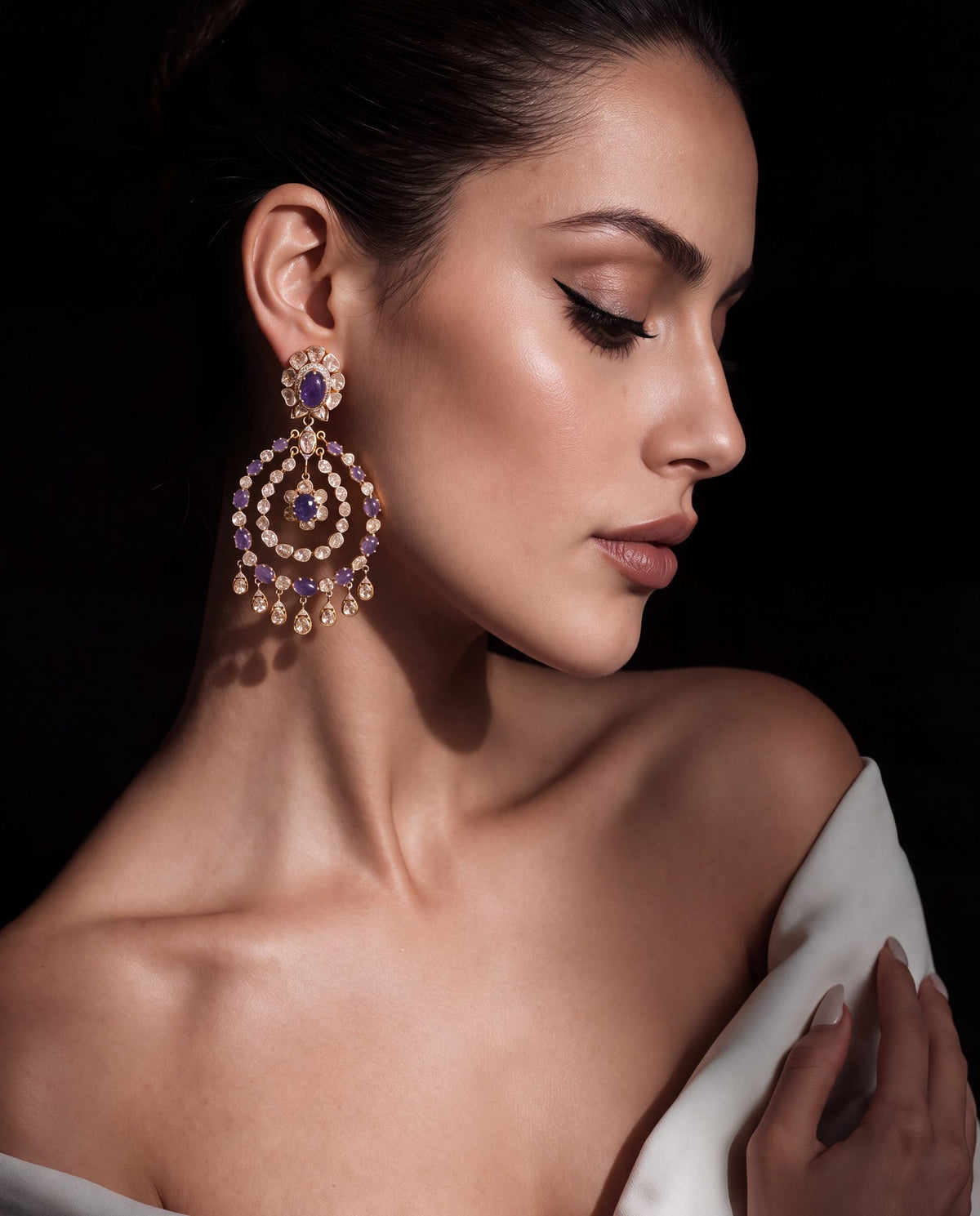 Rochelle Polki And Diamond Long Earrings