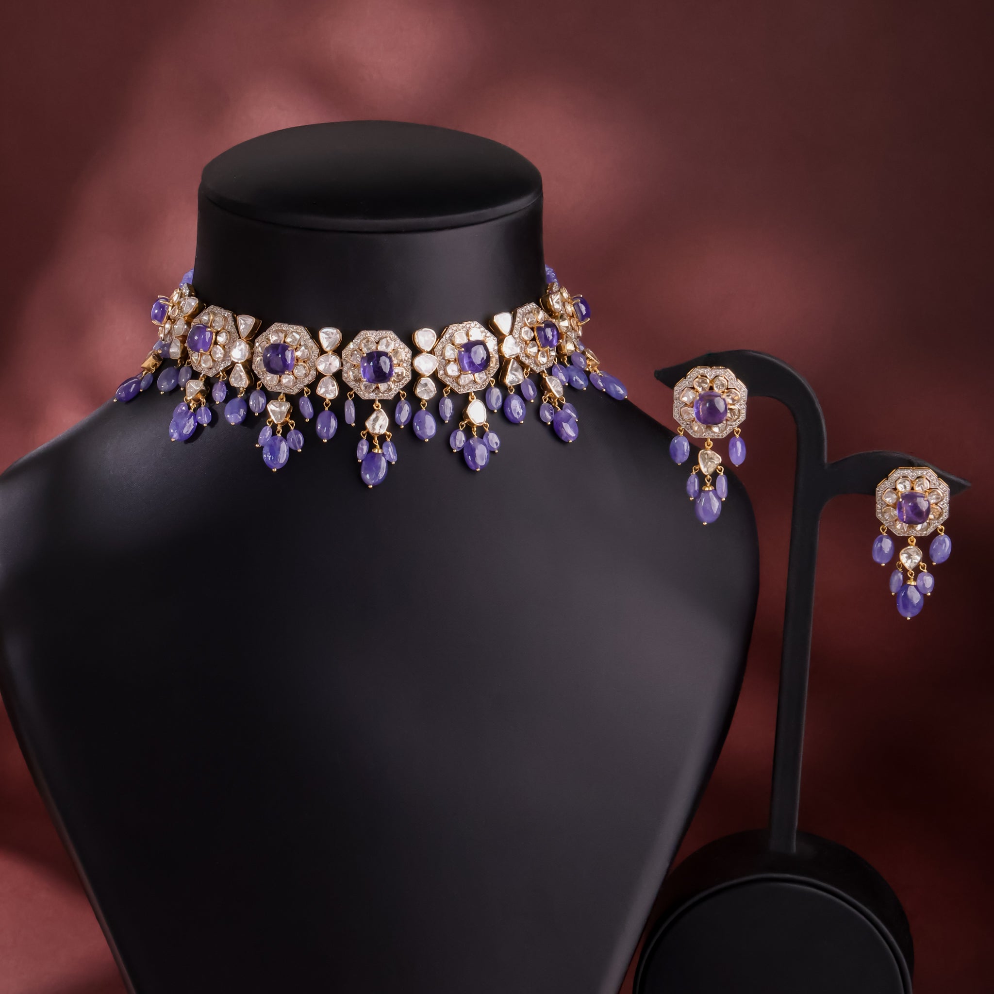 Abigail Polki And Diamond Long Earrings