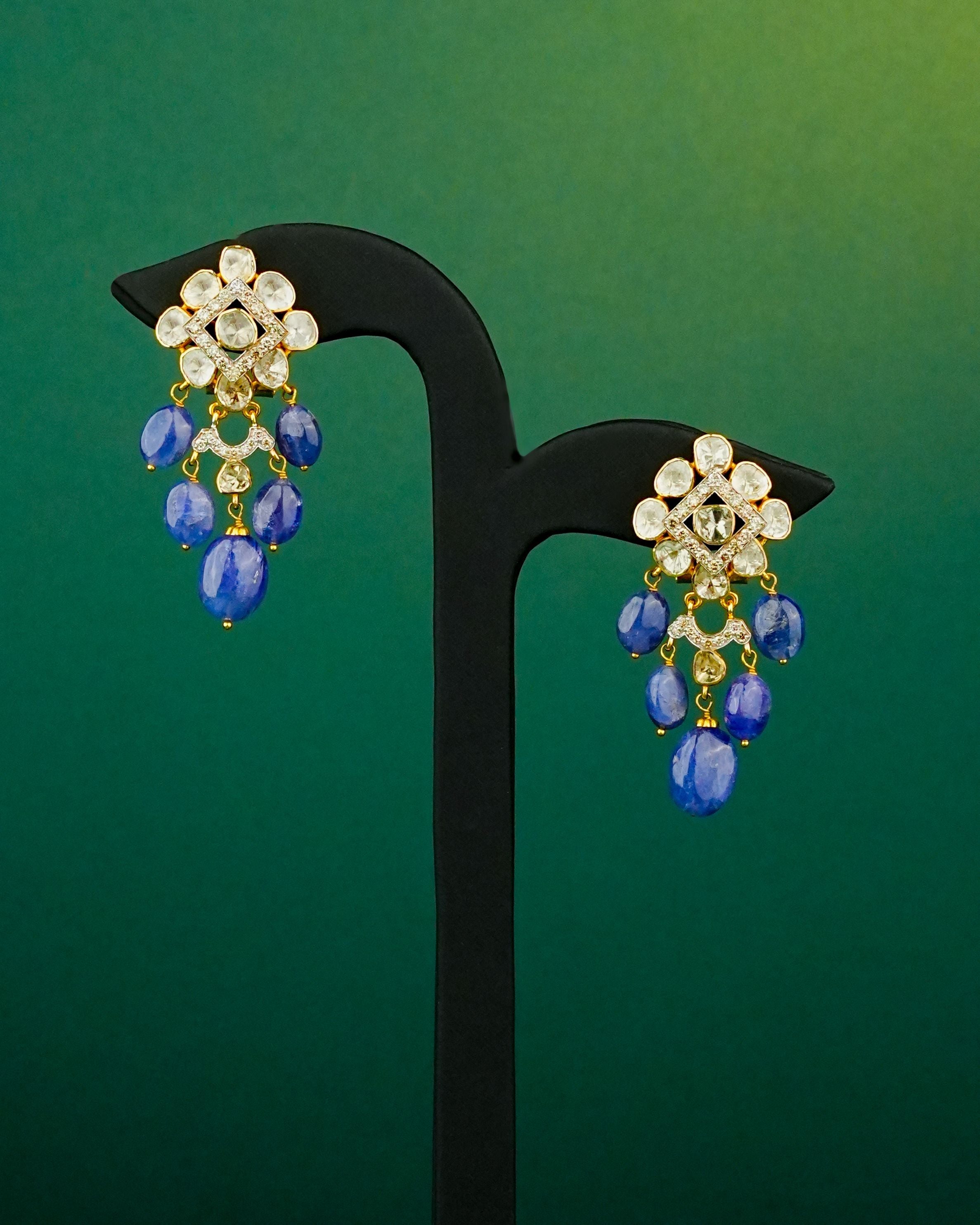Nora Polki And Diamond Long Earrings