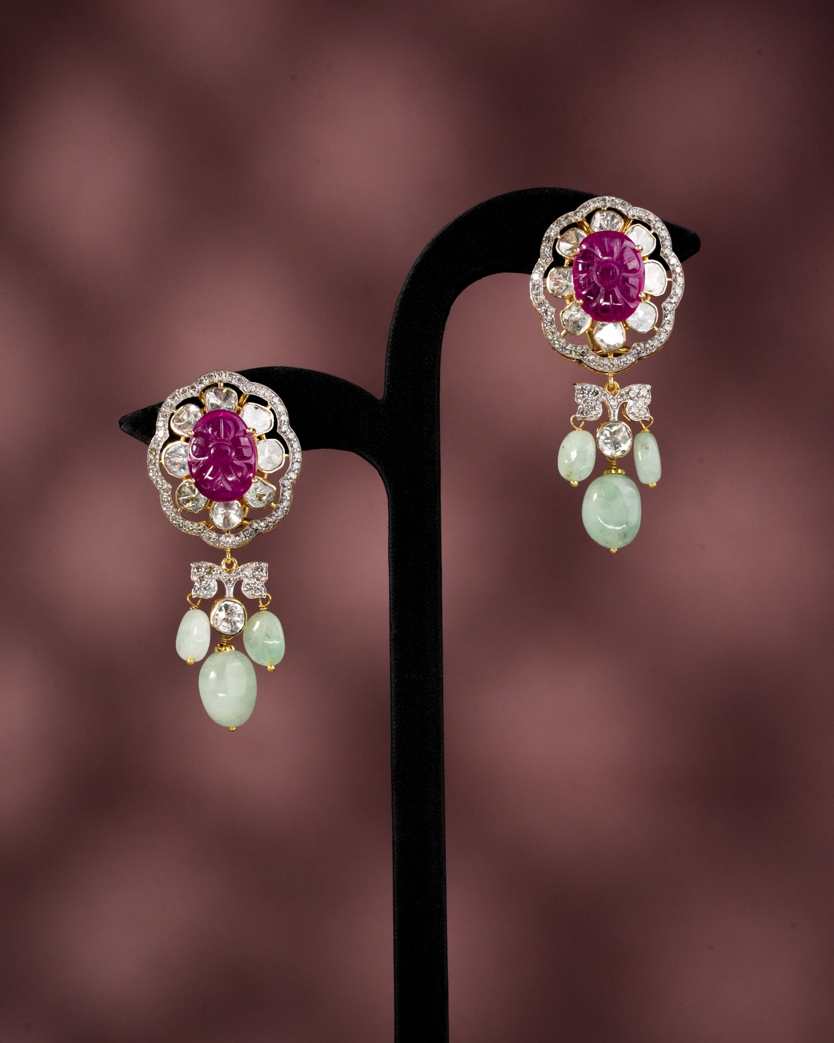 Aurelia Polki And Diamond Long Earrings