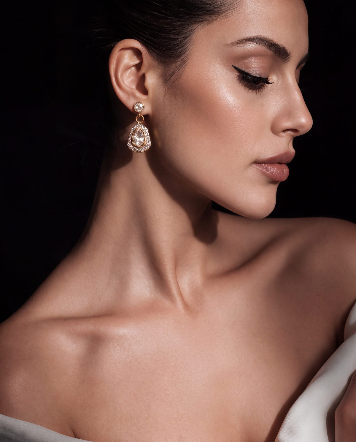 Ekshara Polki And Diamond Long Earrings