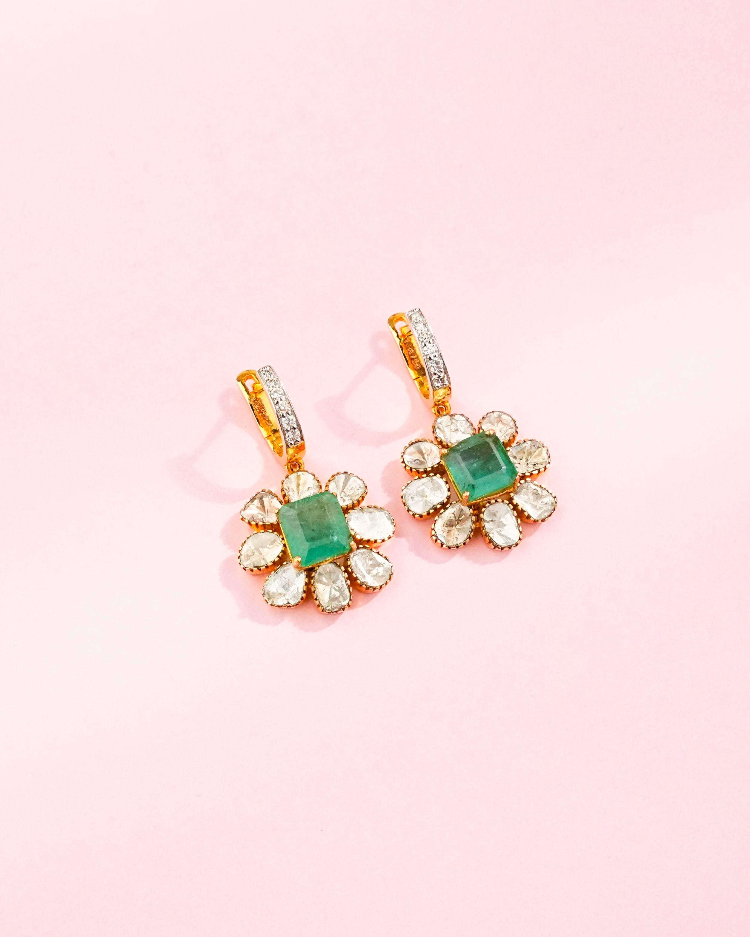 Aadhya Polki And Diamond Hoops