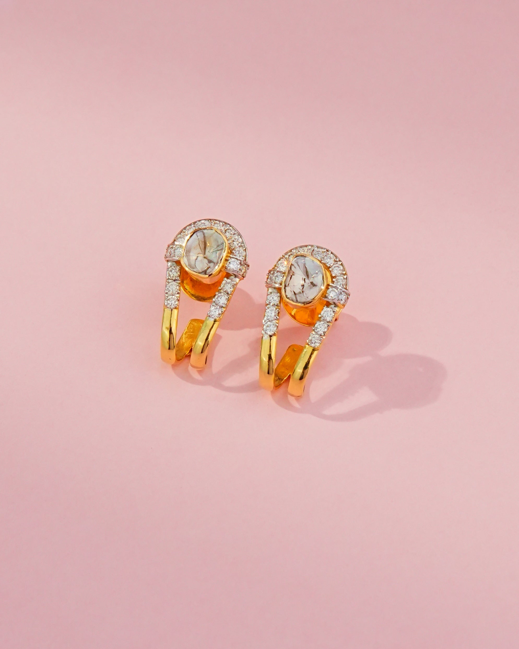 Hazel Polki And Diamond Hoops