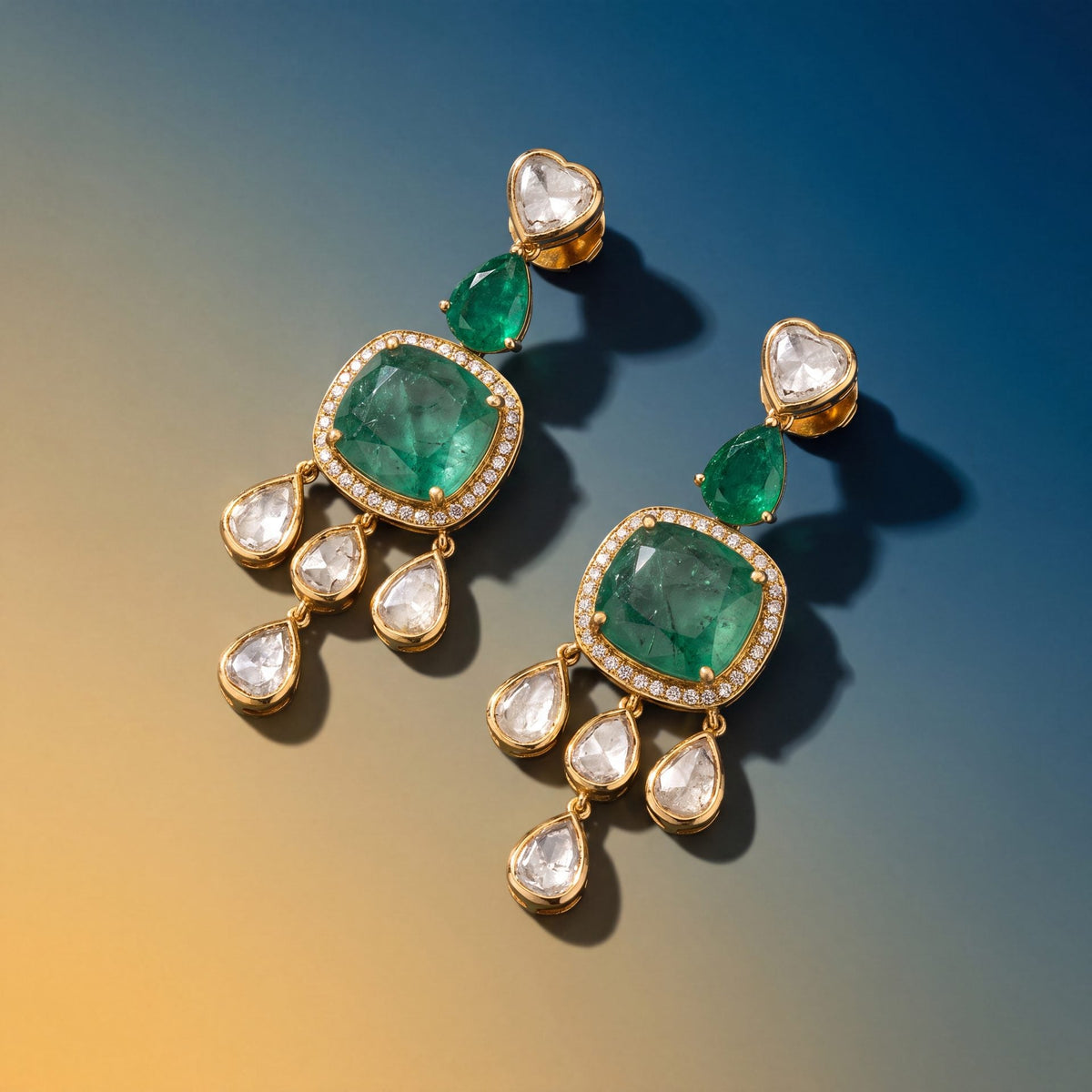 Sheena Polki And Diamond Long Earrings