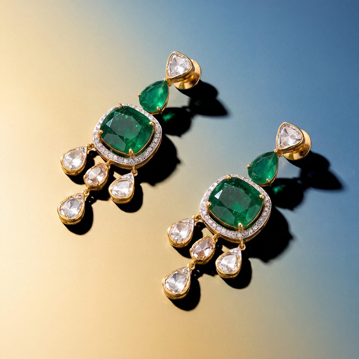 Sheena Polki And Diamond Long Earrings