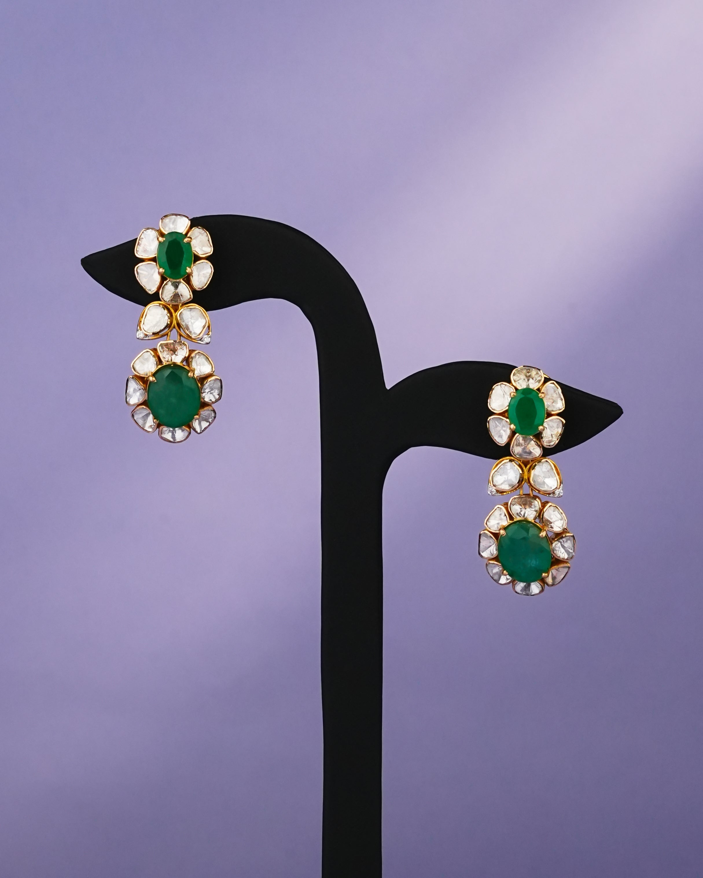 Anaya Polki And Diamond Long Earrings