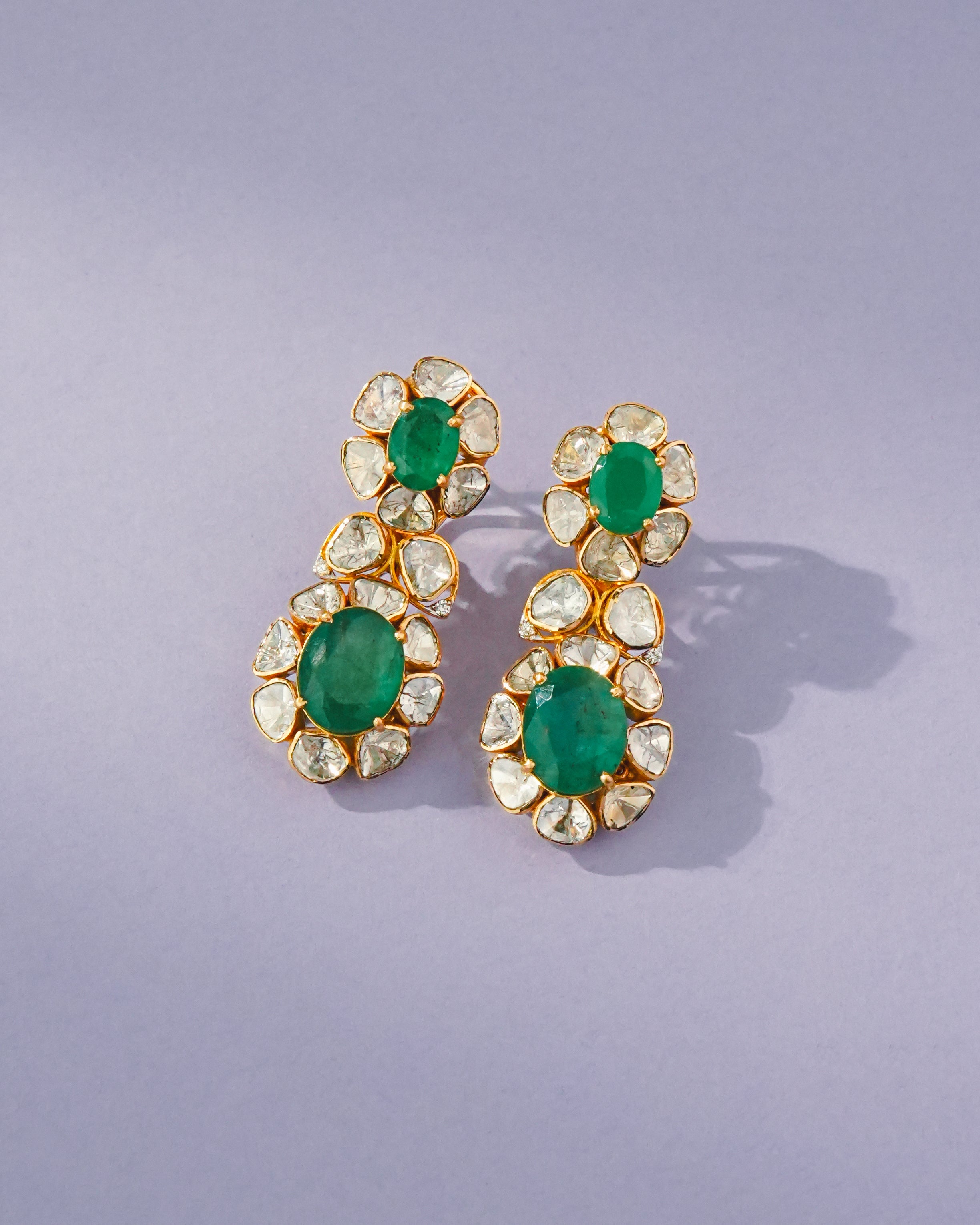 Anaya Polki And Diamond Long Earrings