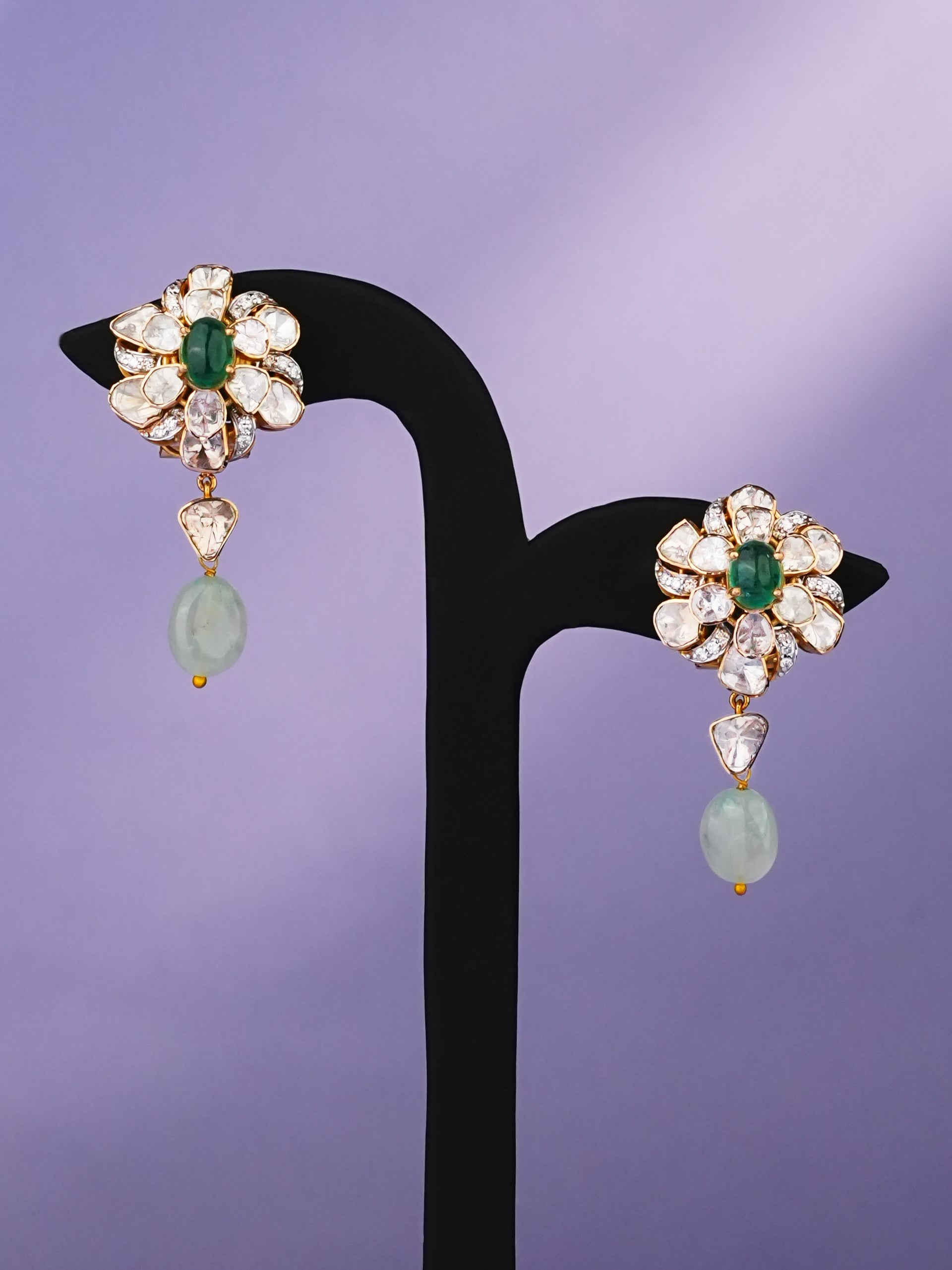 Asmita Polki And Diamond Long Earrings
