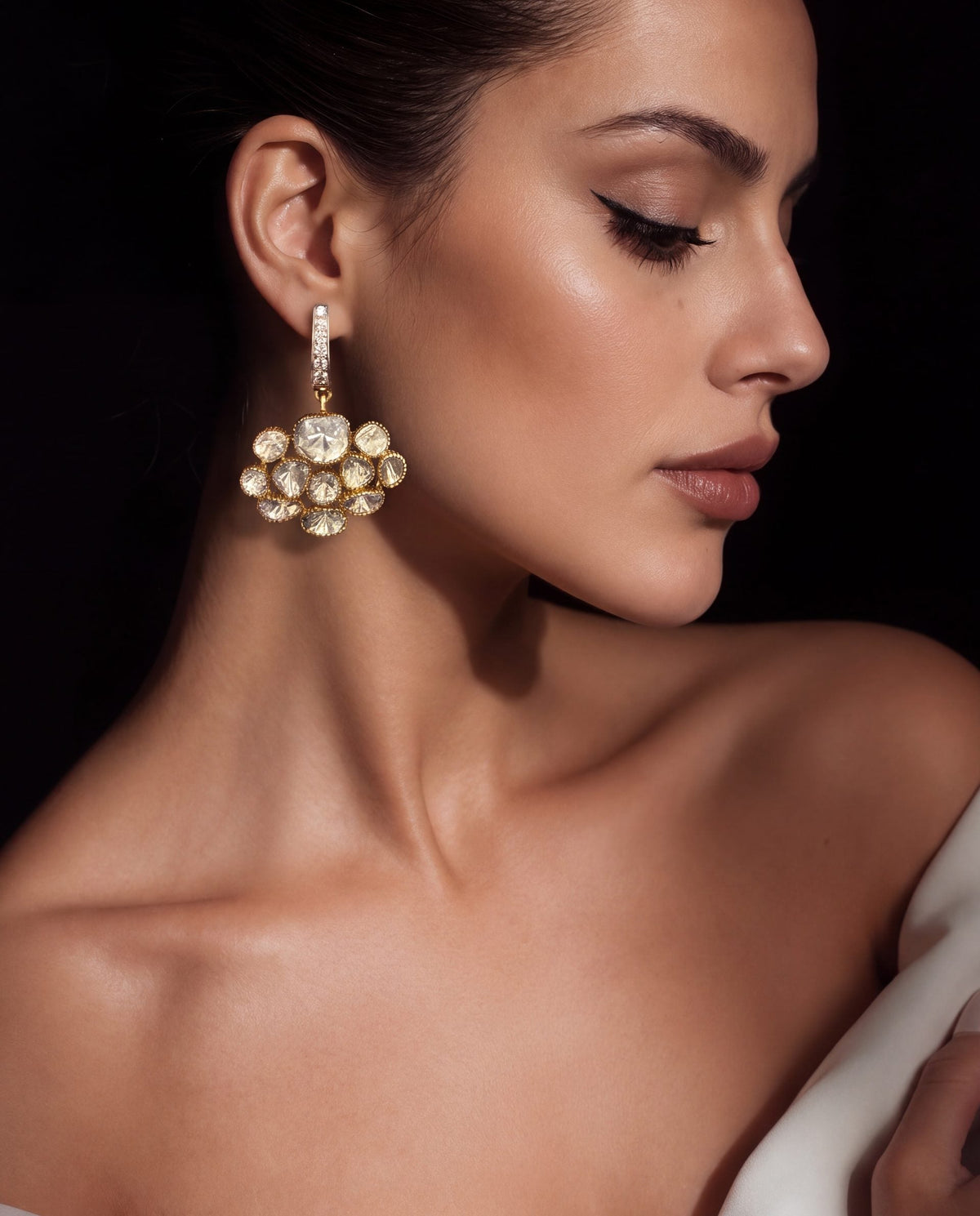 Eshita Polki And Diamond Hoops