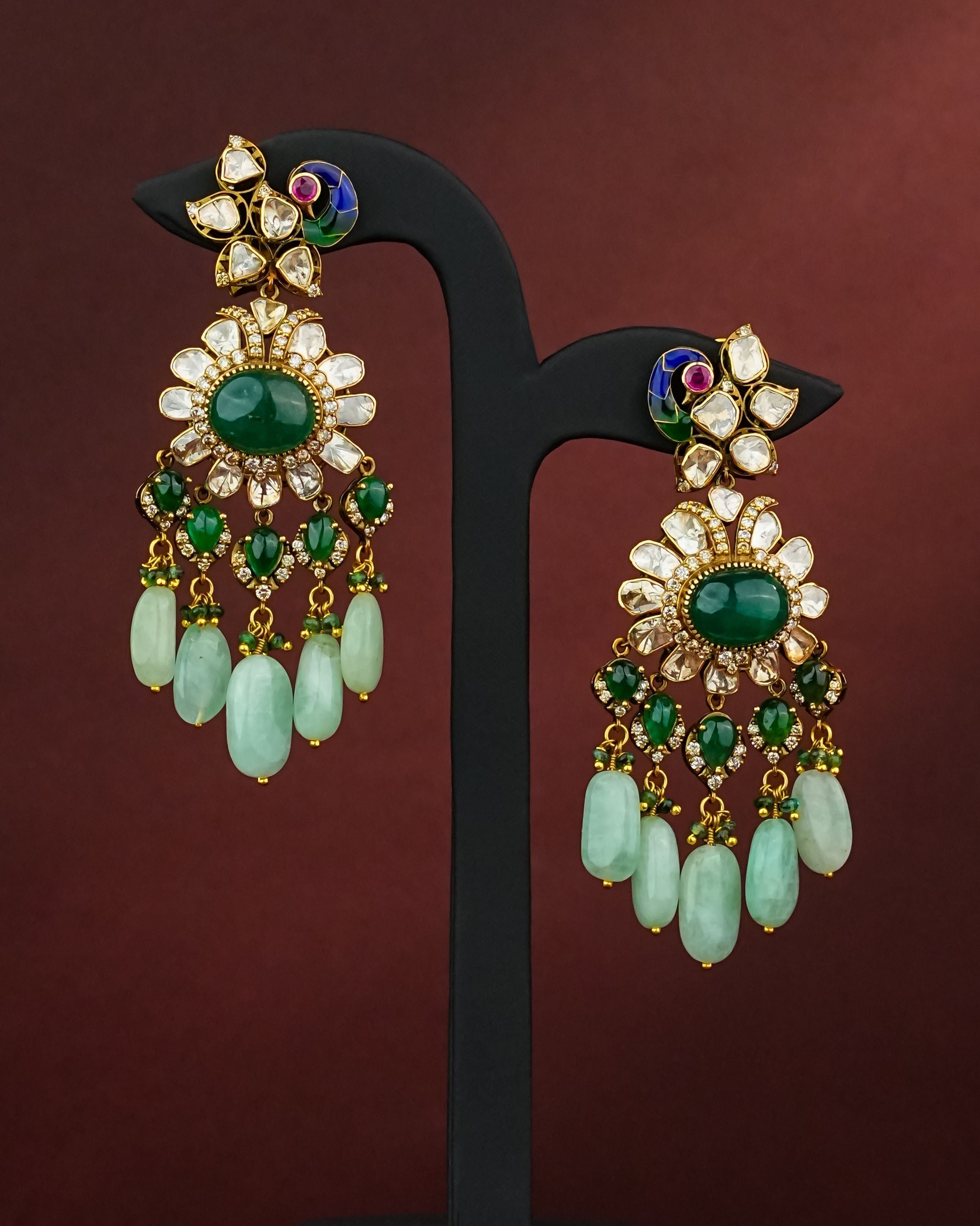 Riya Polki And Diamond Long Earrings