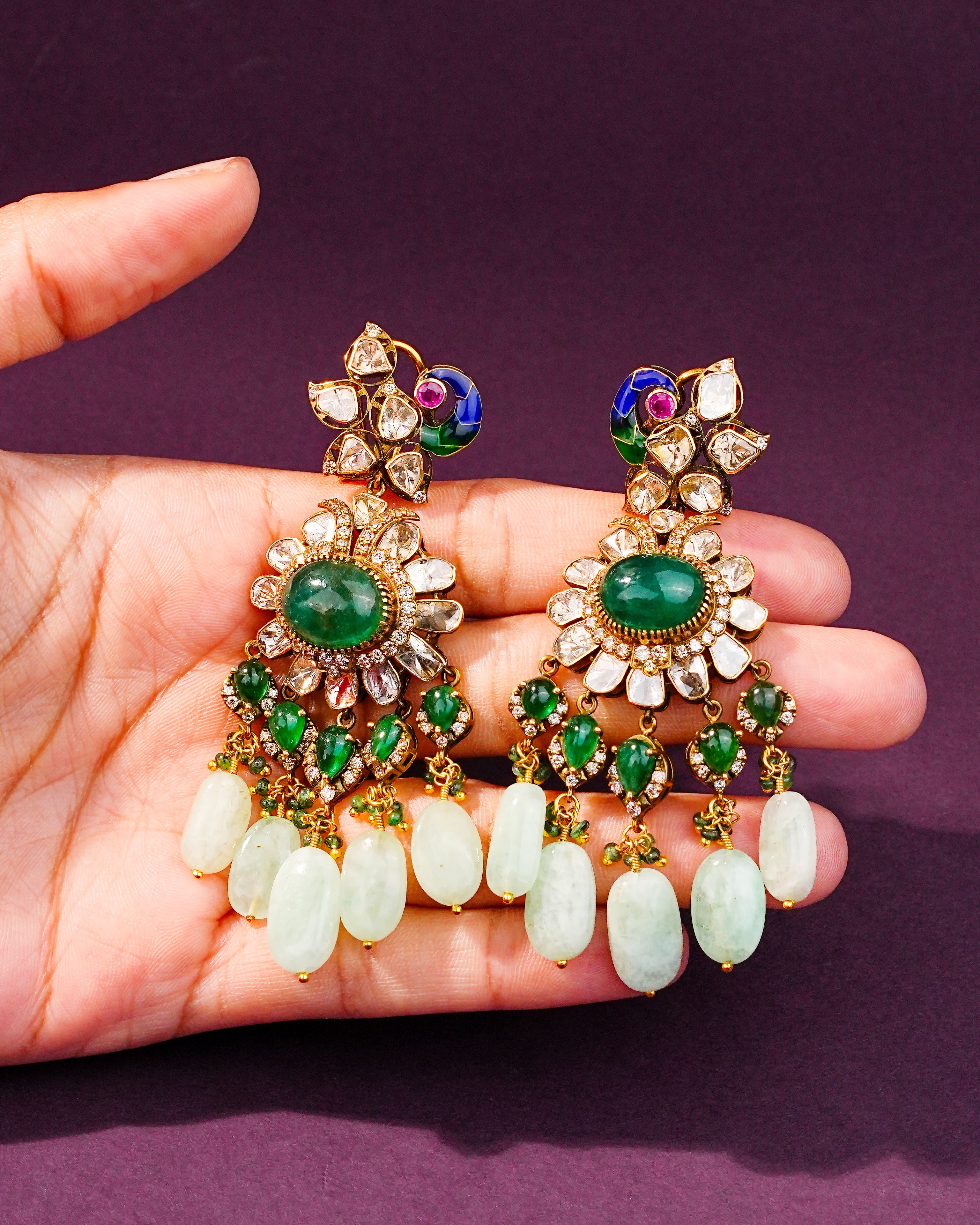 Riya Polki And Diamond Long Earrings