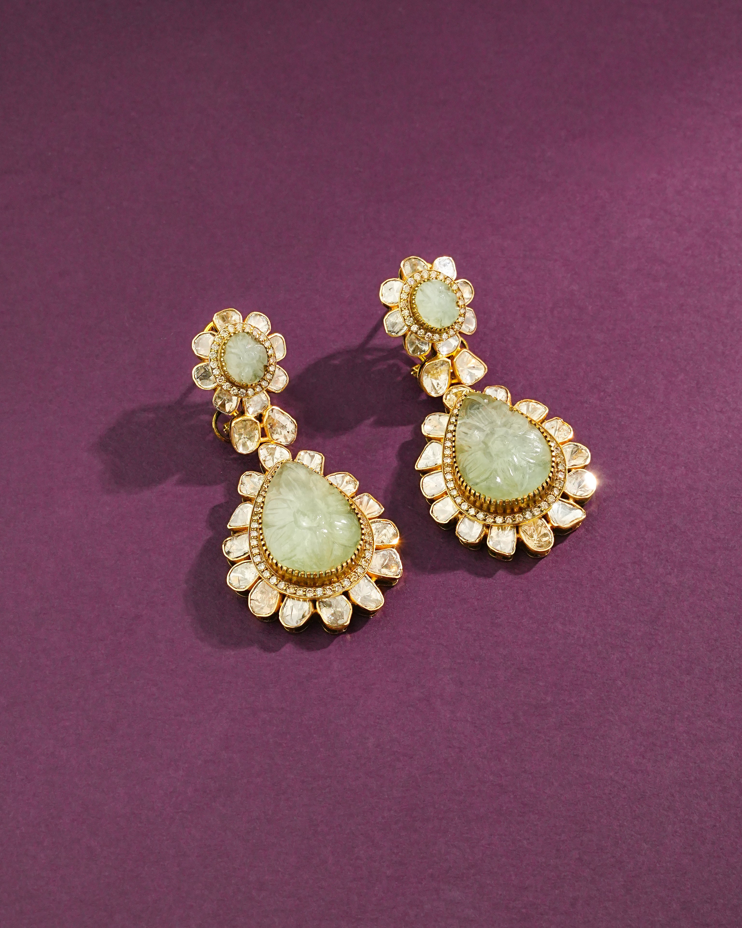 Luciana Polki And Diamond Long Earrings