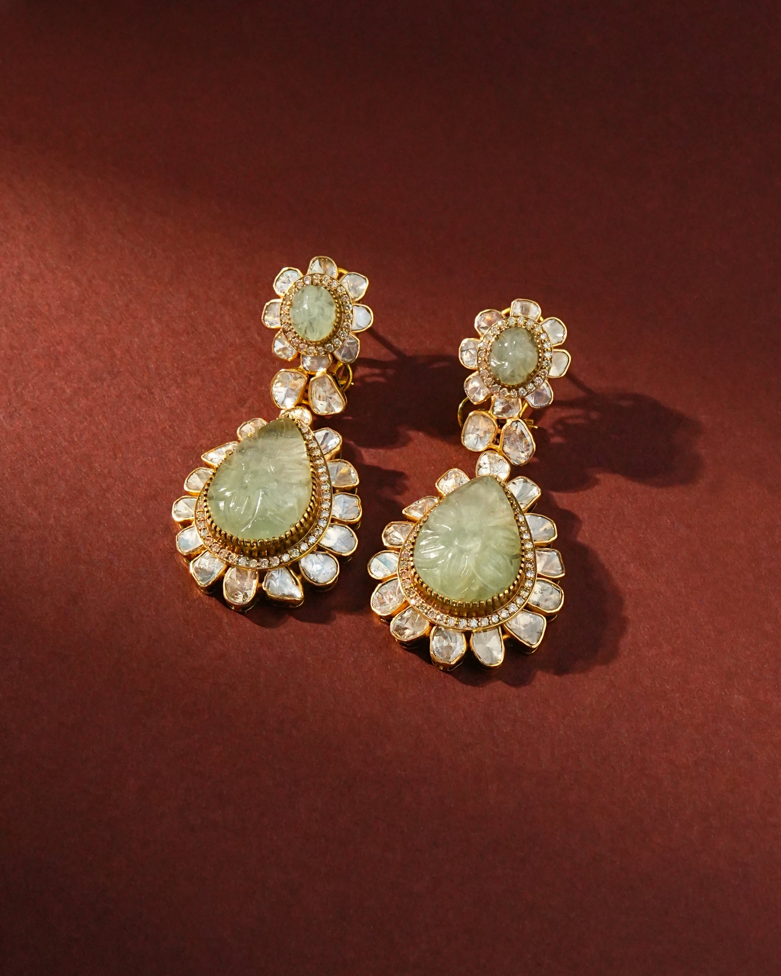 Luciana Polki And Diamond Long Earrings