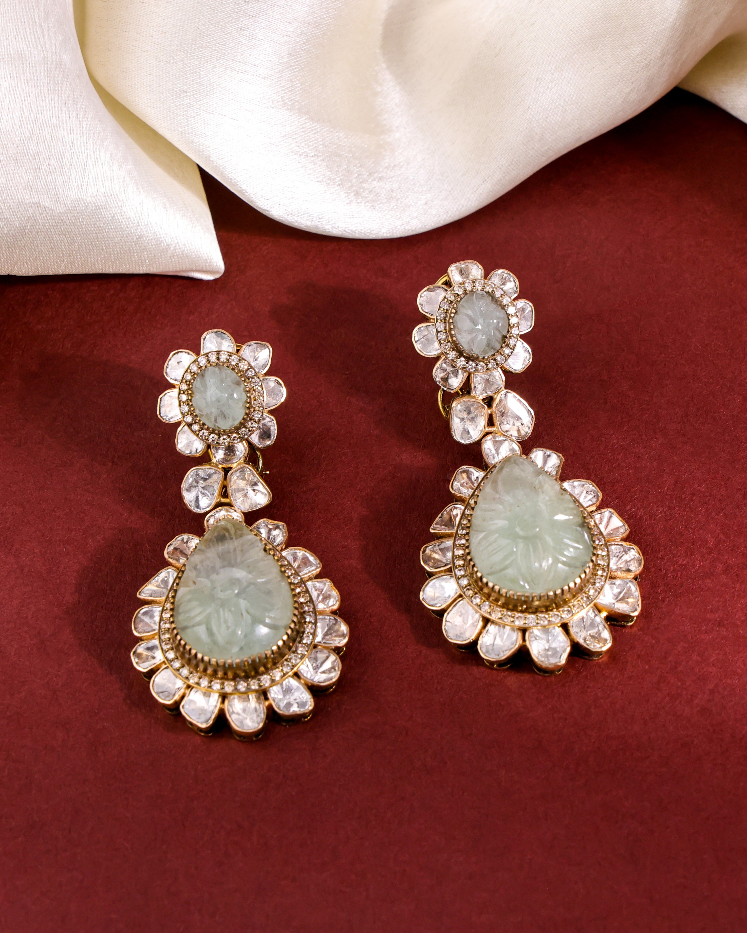 Luciana Polki And Diamond Long Earrings