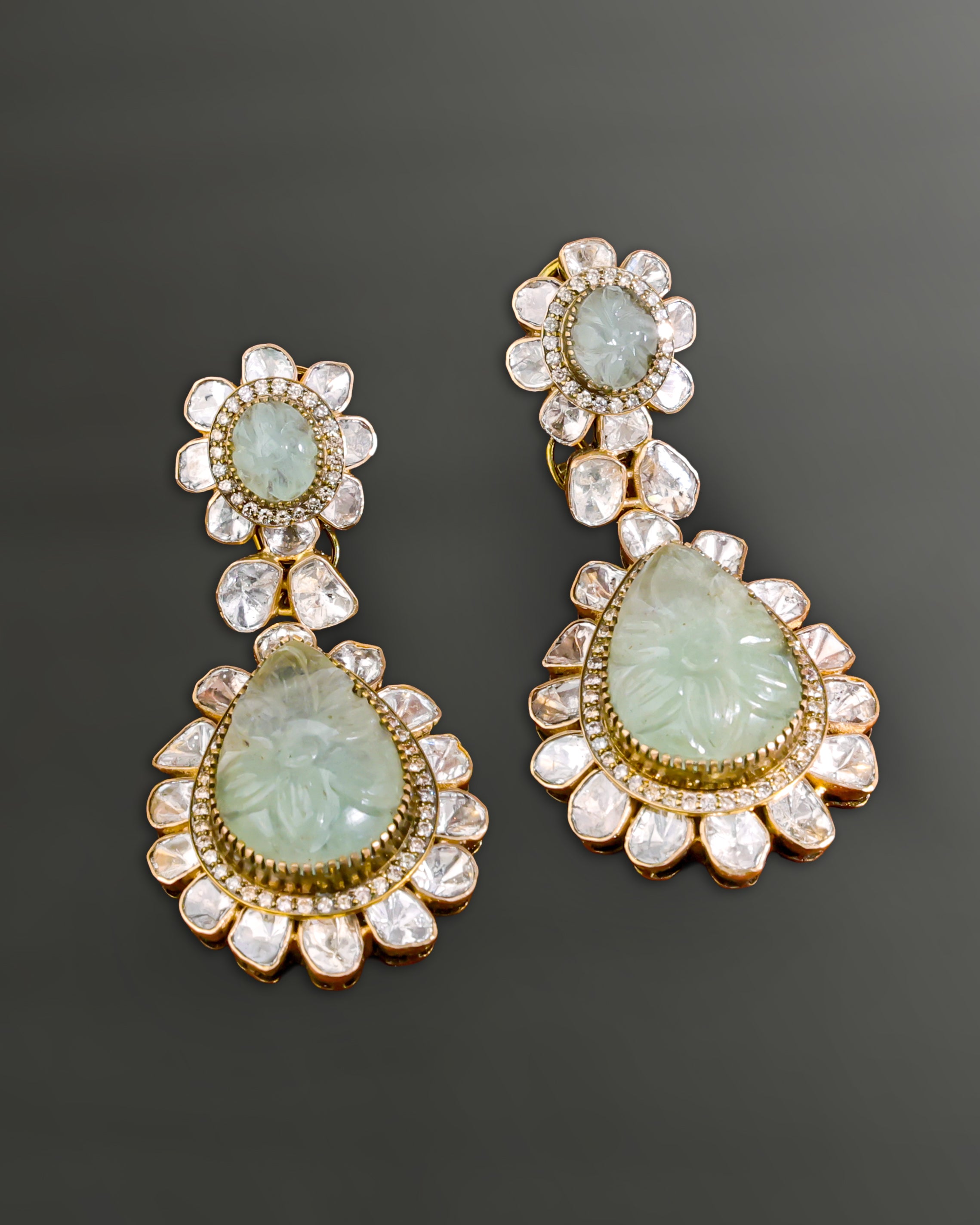 Luciana Polki And Diamond Long Earrings