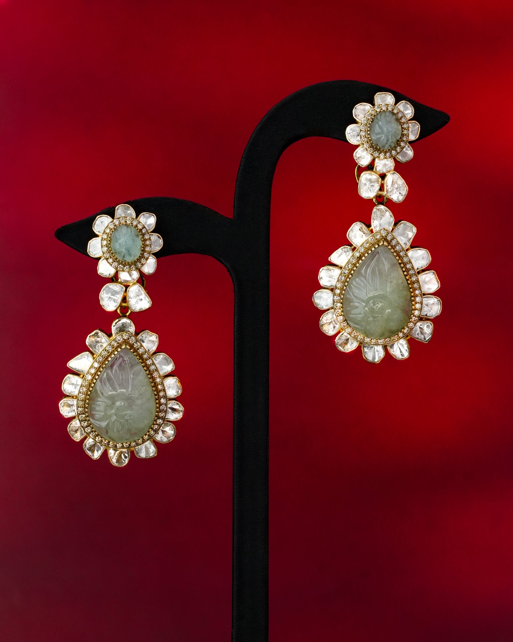 Sakina Polki And Diamond Long Earrings