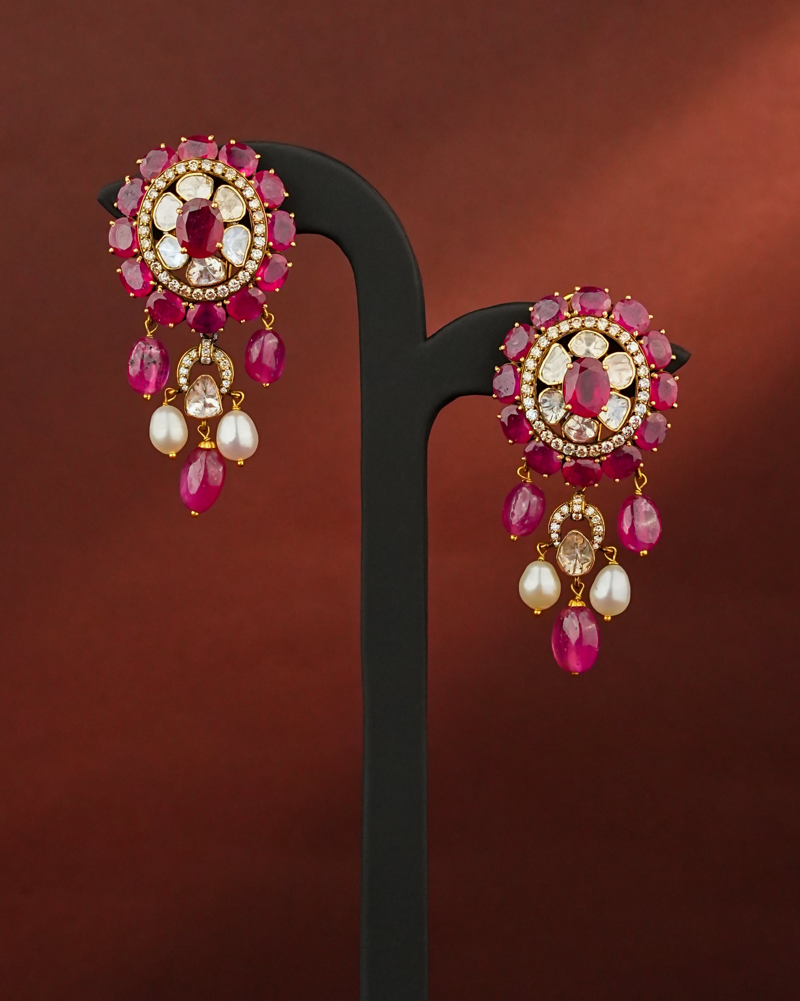 Shaima Polki And Diamond Long Earrings