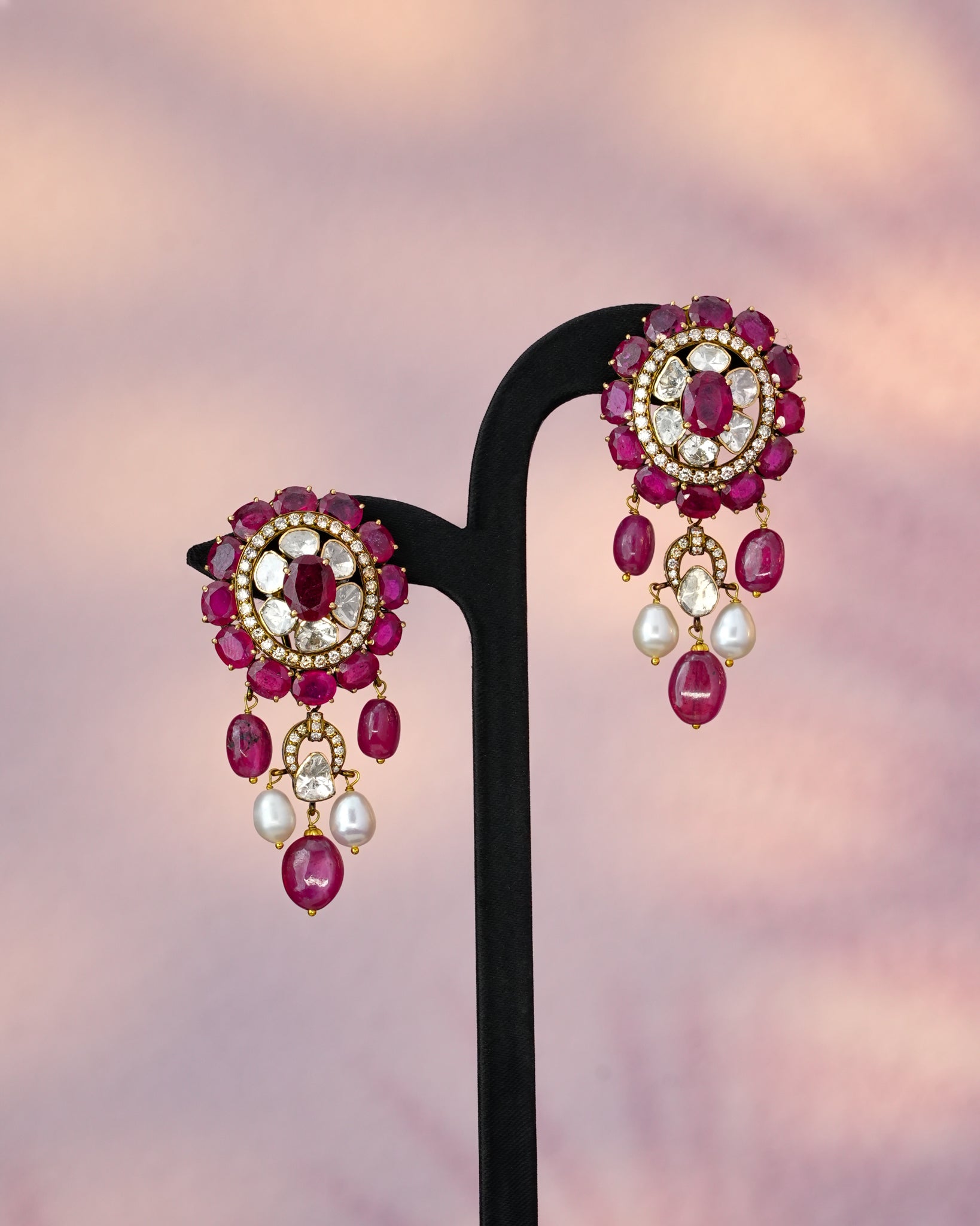 Shaima Polki And Diamond Long Earrings