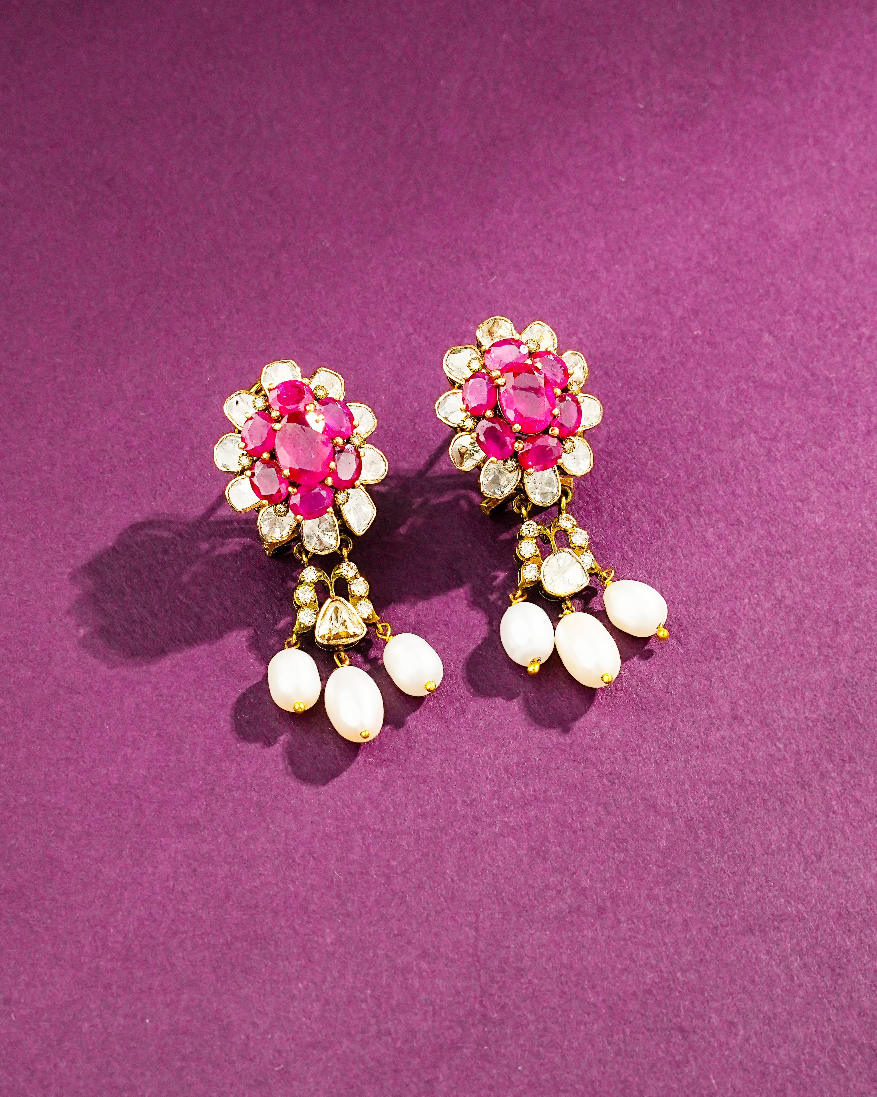 Nyla Polki And Diamond Long Earrings