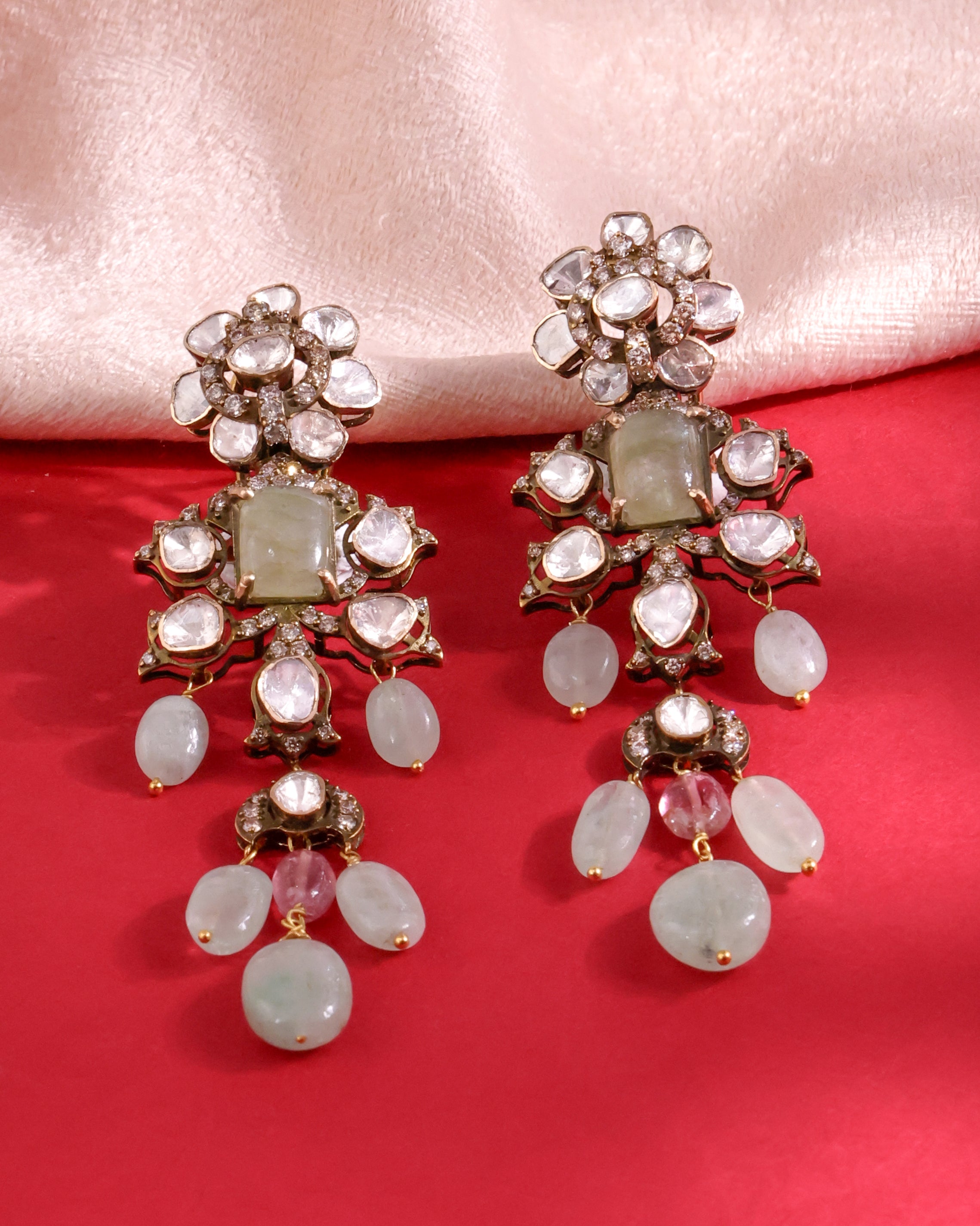 Stevie Polki And Diamond Long Earrings