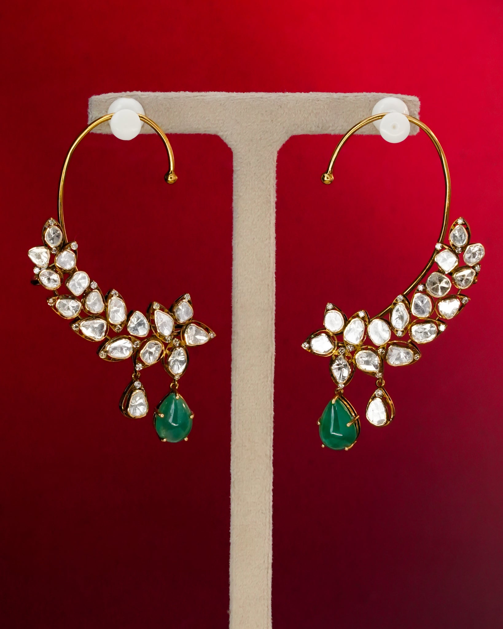 Safiya Polki And Diamond Long Earrings