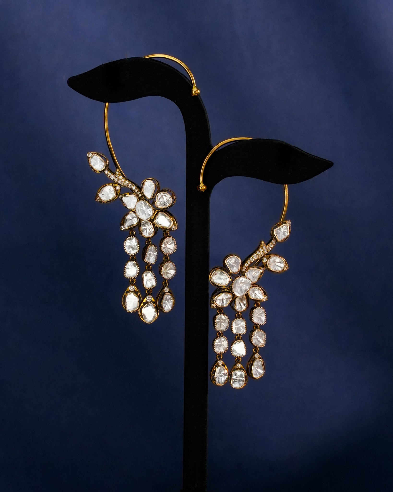Saeeda Polki And Diamond Long Earrings