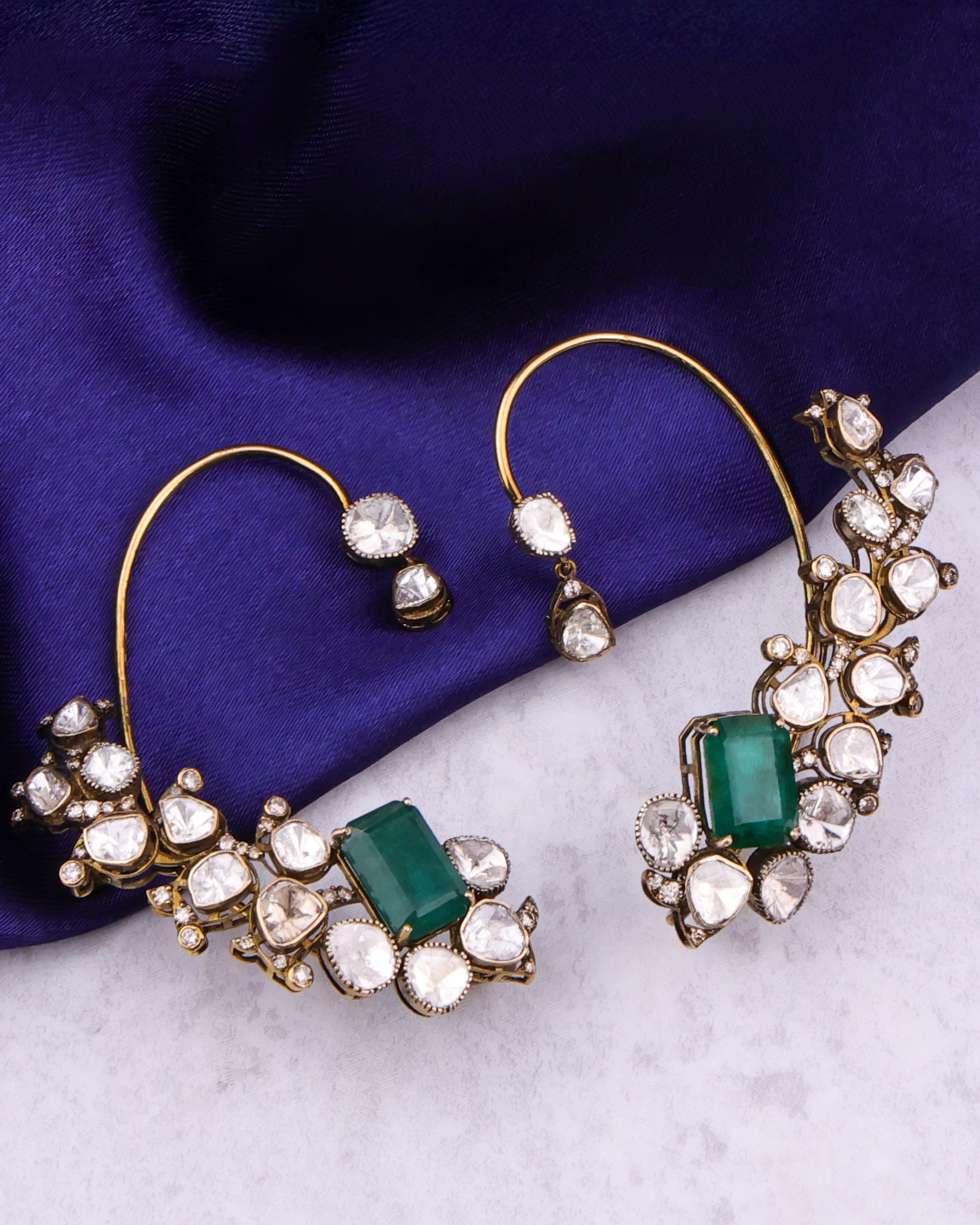 Gia Polki And Diamond Long Earrings