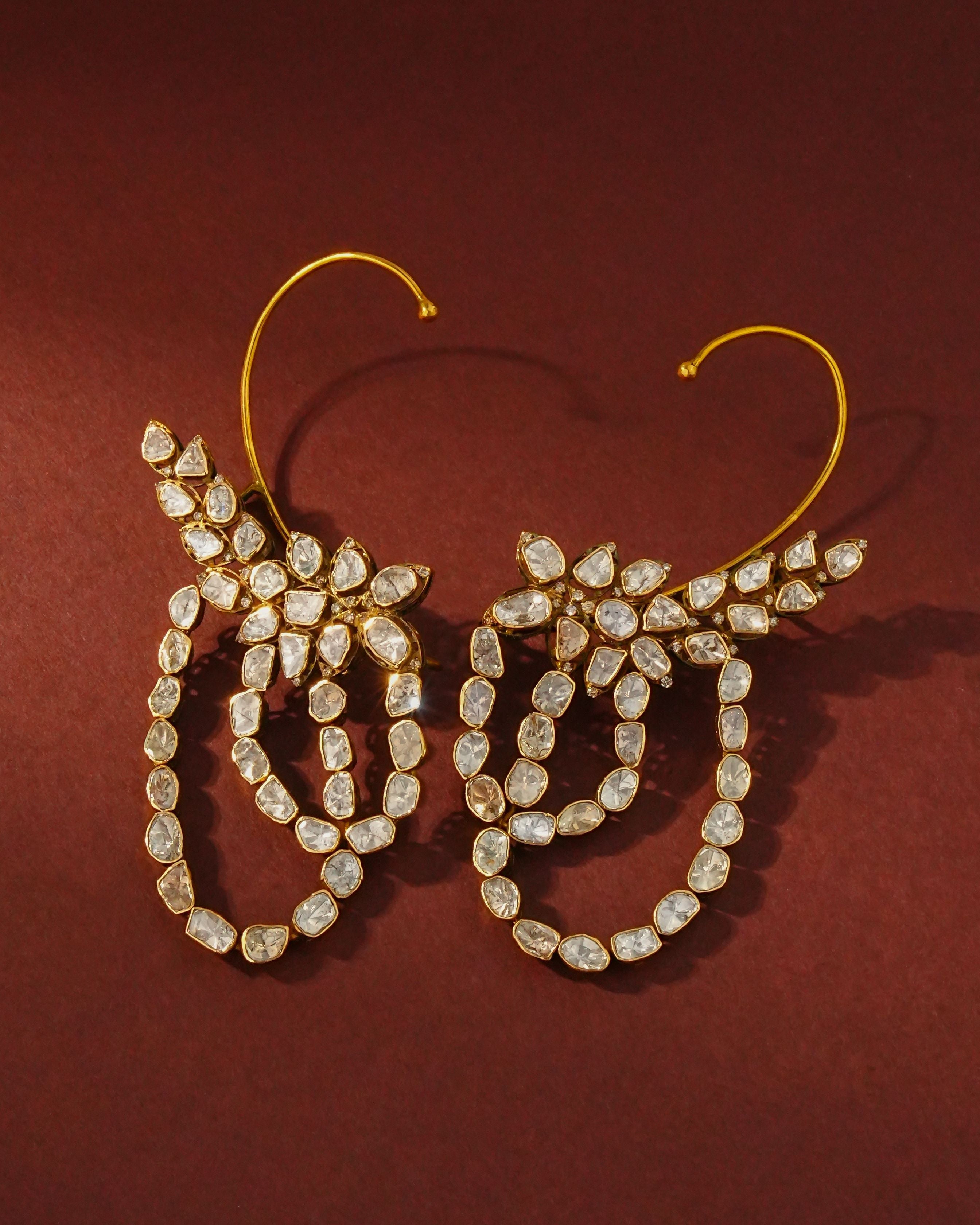 Bakula Polki And Diamond Earcuff