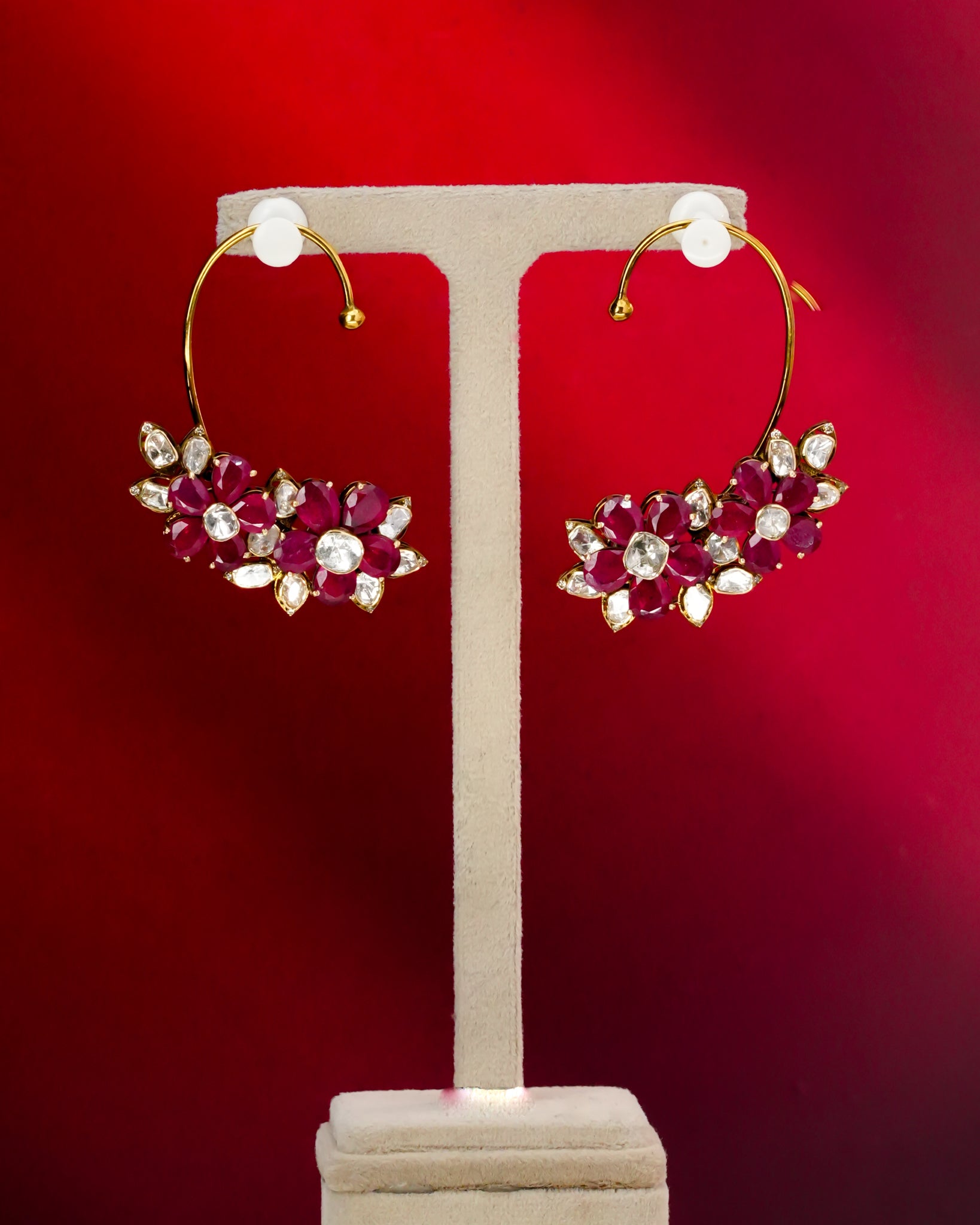 Daisy Polki And Diamond Long Earrings
