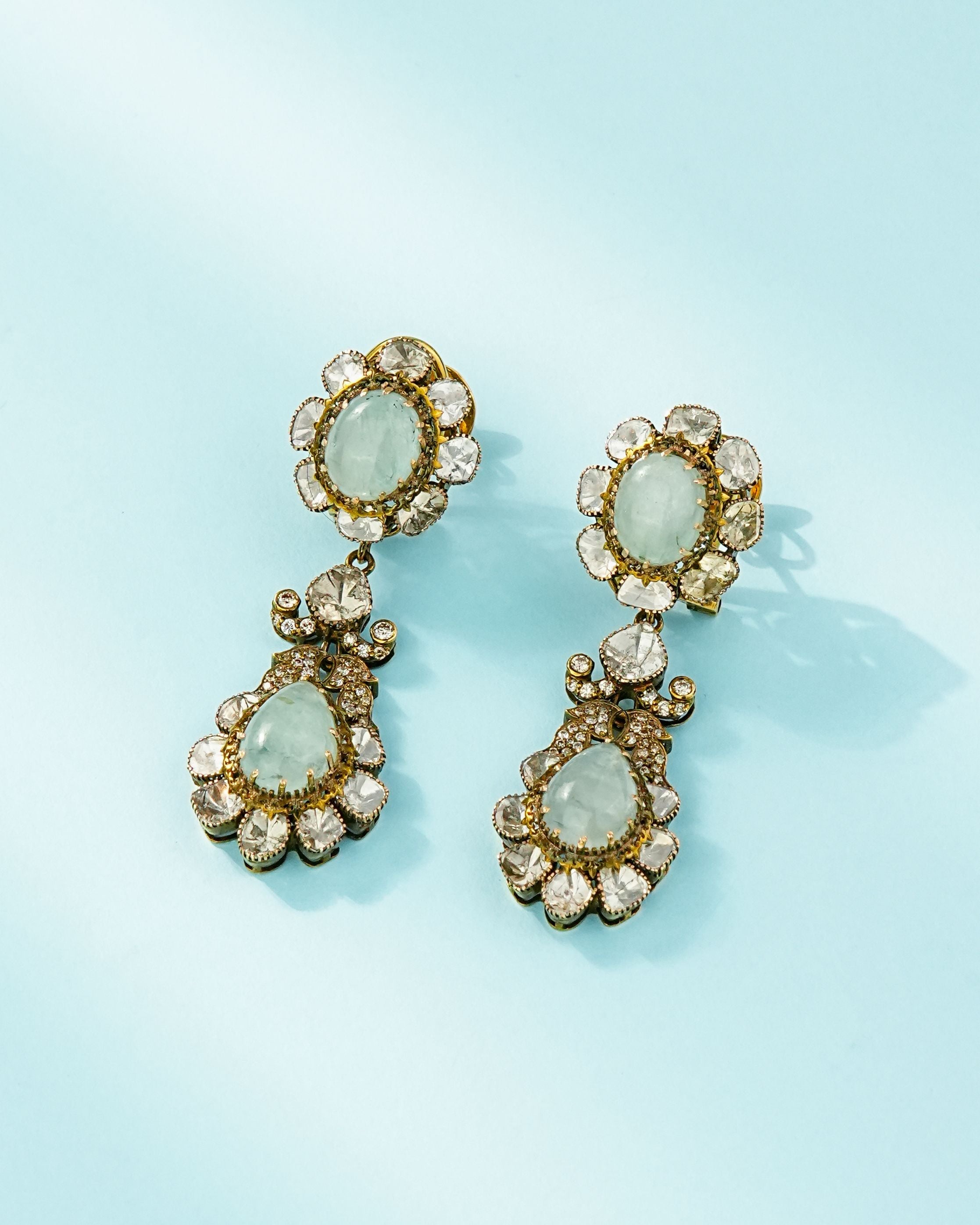 Lina Polki And Diamond Long Earrings